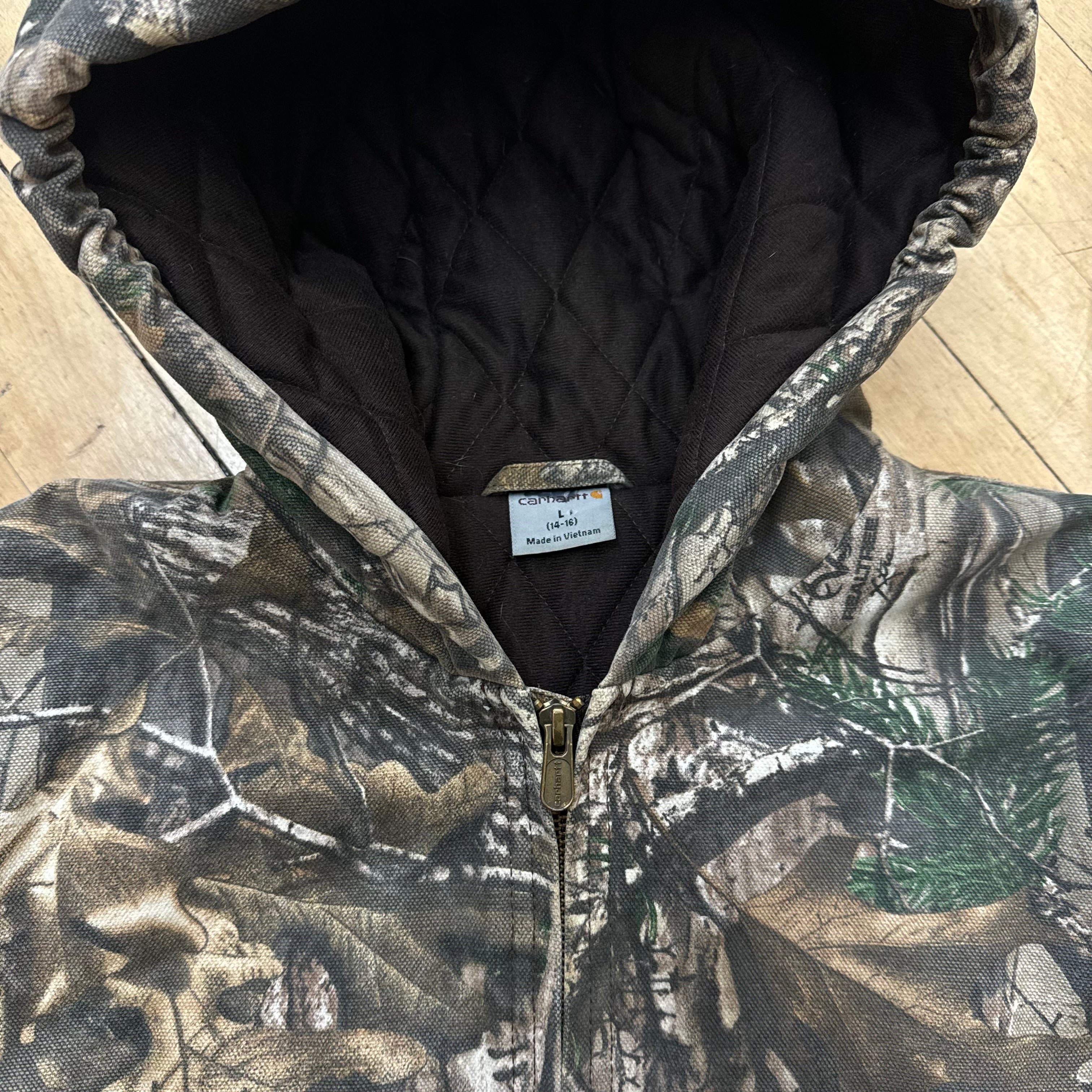 Vintage Camo RealTree Carhartt Hooded Jacket Sz YTH L