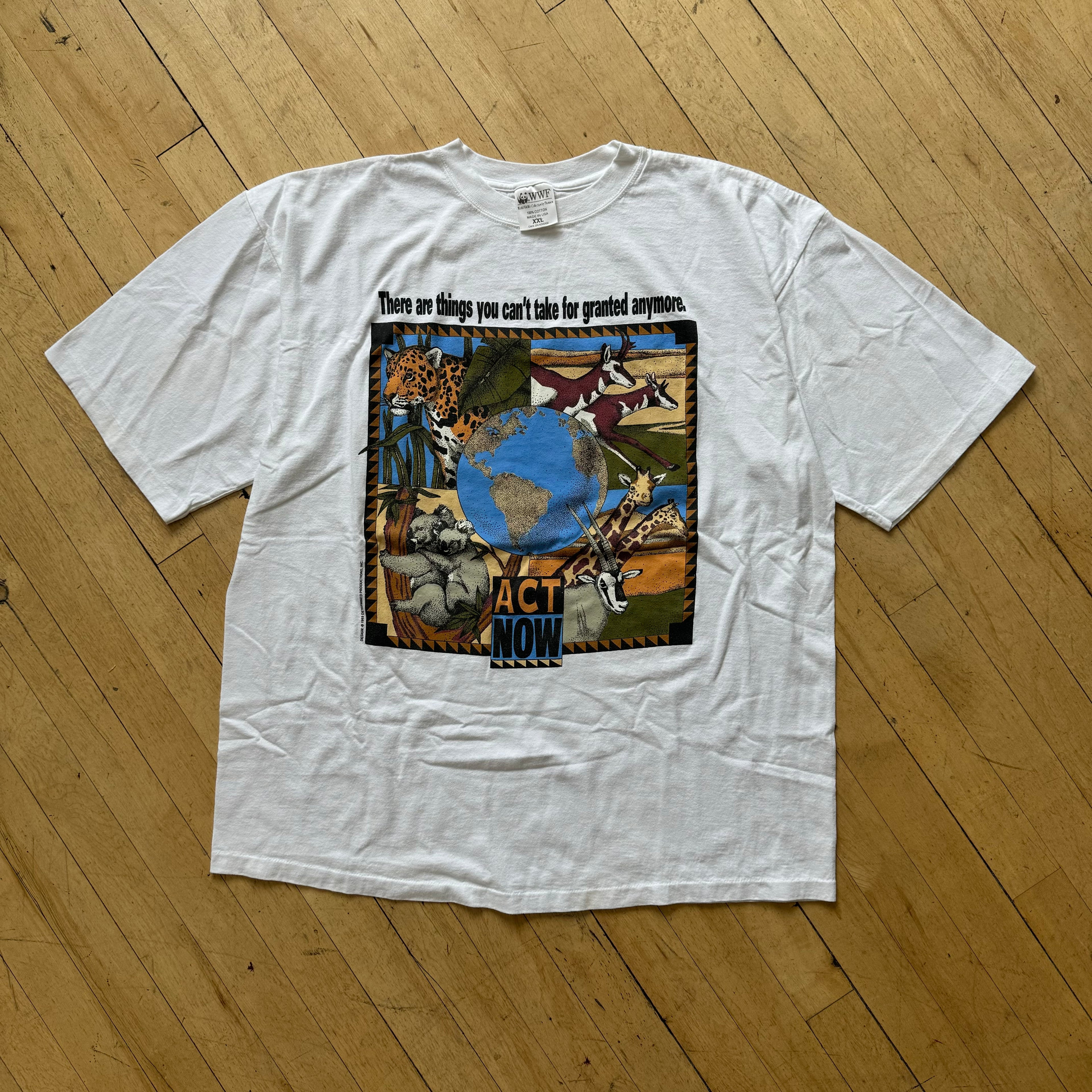 Vintage WWF Act Now T-shirt Sz XL