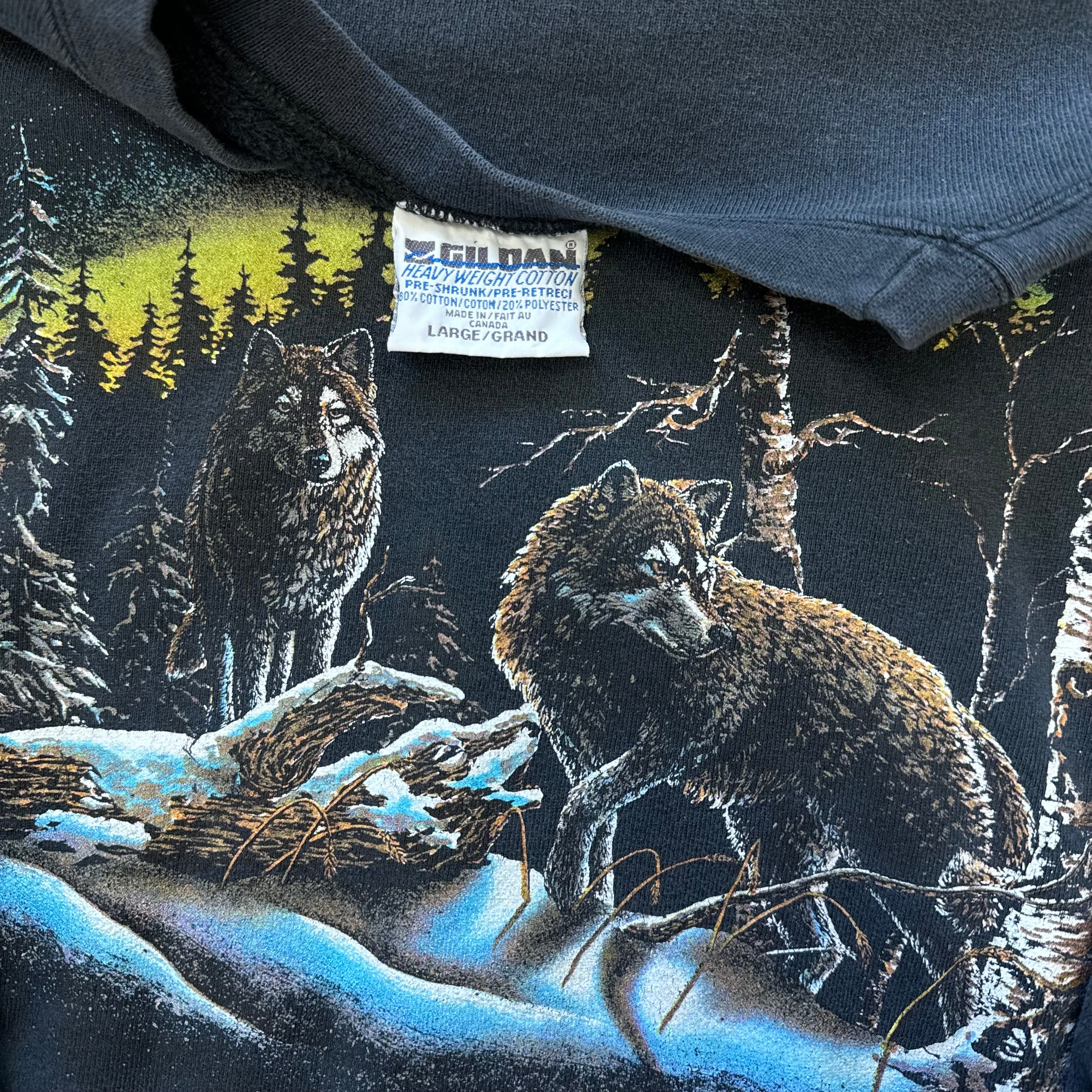 Vintage Nature Wolf Crewneck Sz L