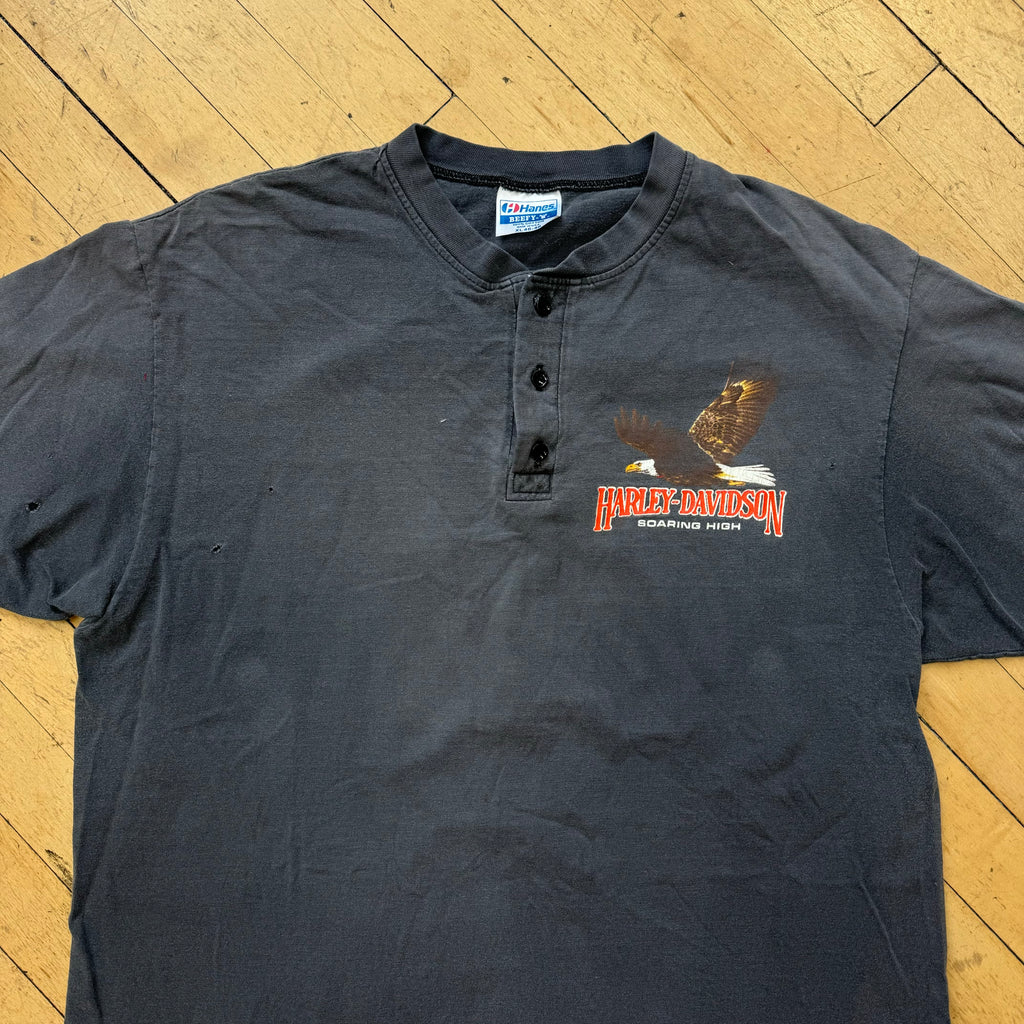 Vintage Faded 3-Button Harley Davidson Sioux Falls T-shirt Sz L