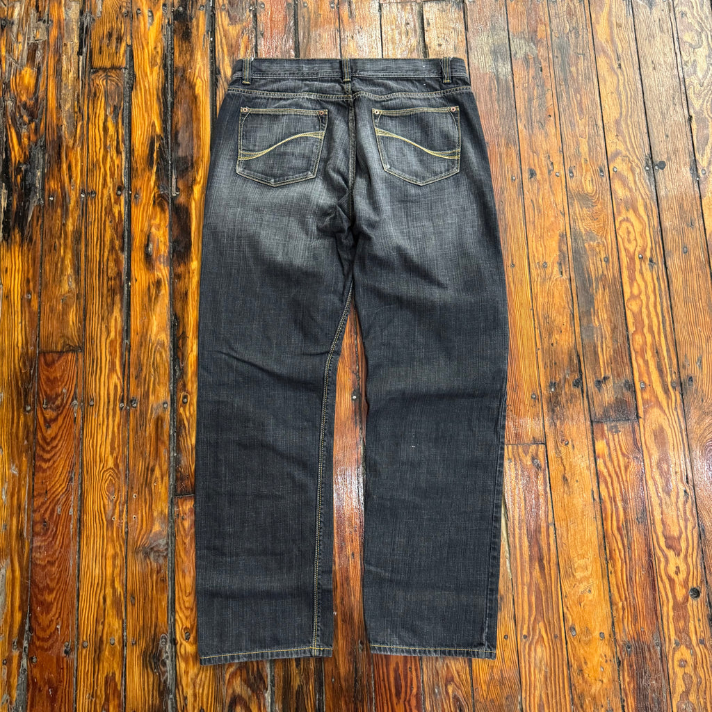 Y2K DKNY Faded Black Denim Jeans Sz 36x34