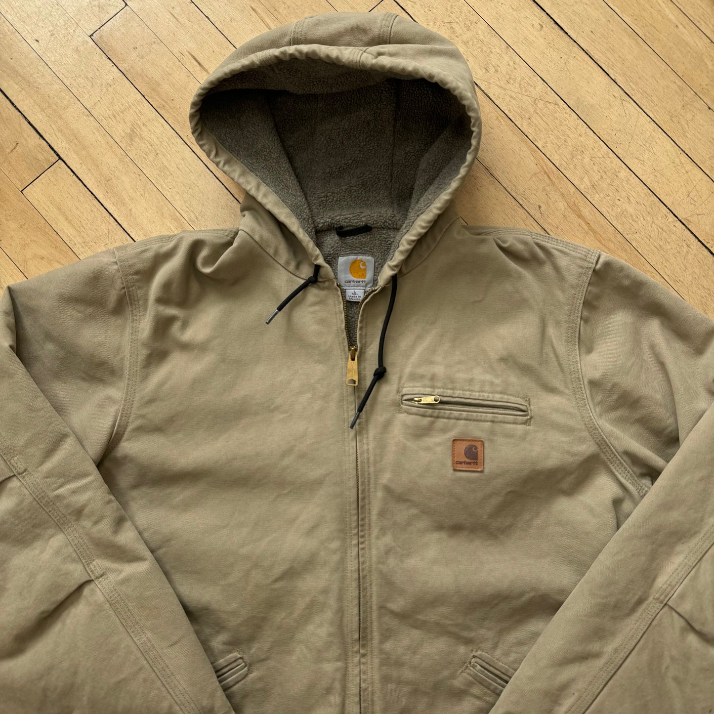 Y2K Carhartt Fleece Lined Hooded Jacket Sz L