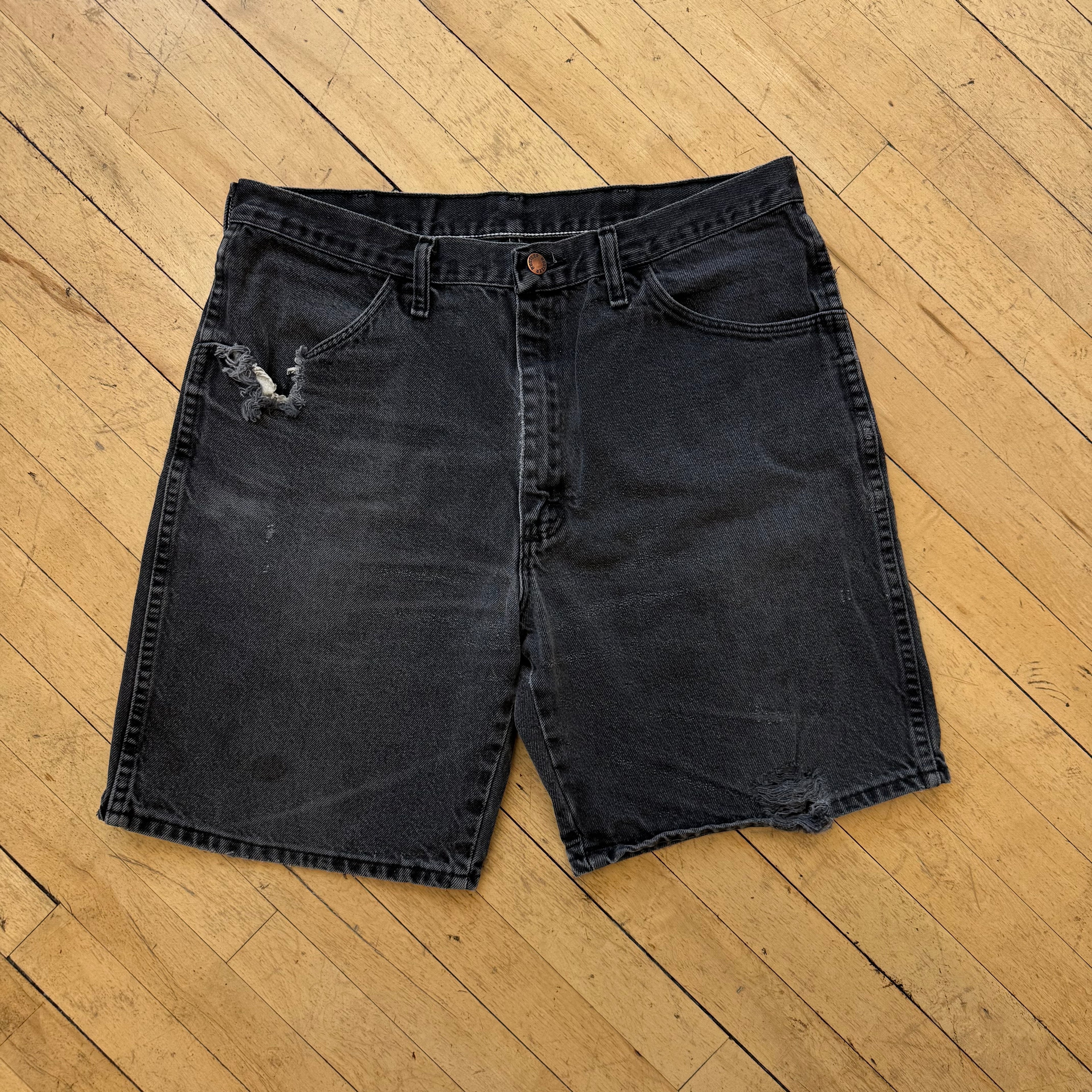 Vintage Rustler BLK Denim Jean Shorts Sz 36