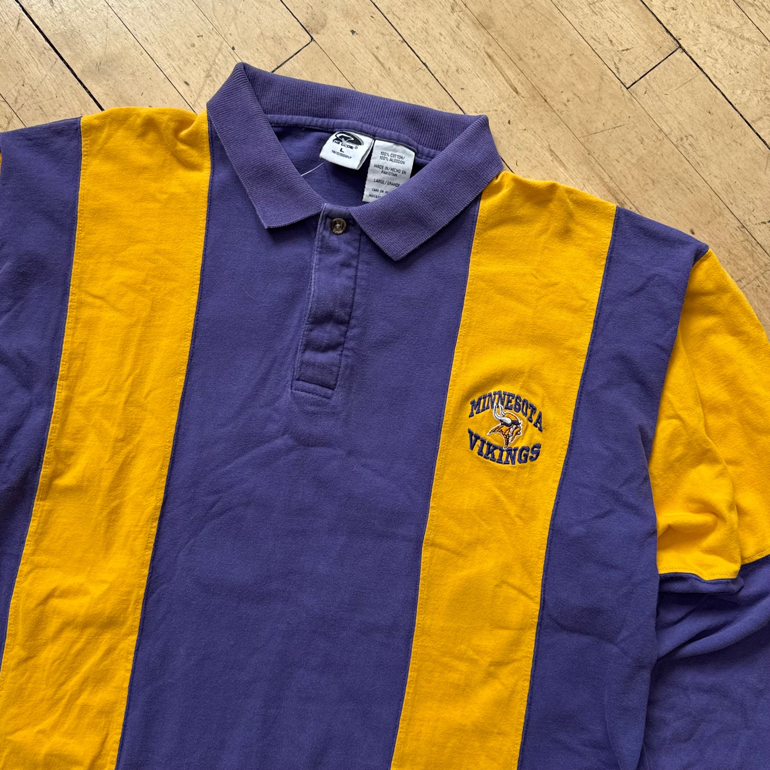 Vintage Minnesota Vikings Long Sleeve Polo T-shirt Sz L