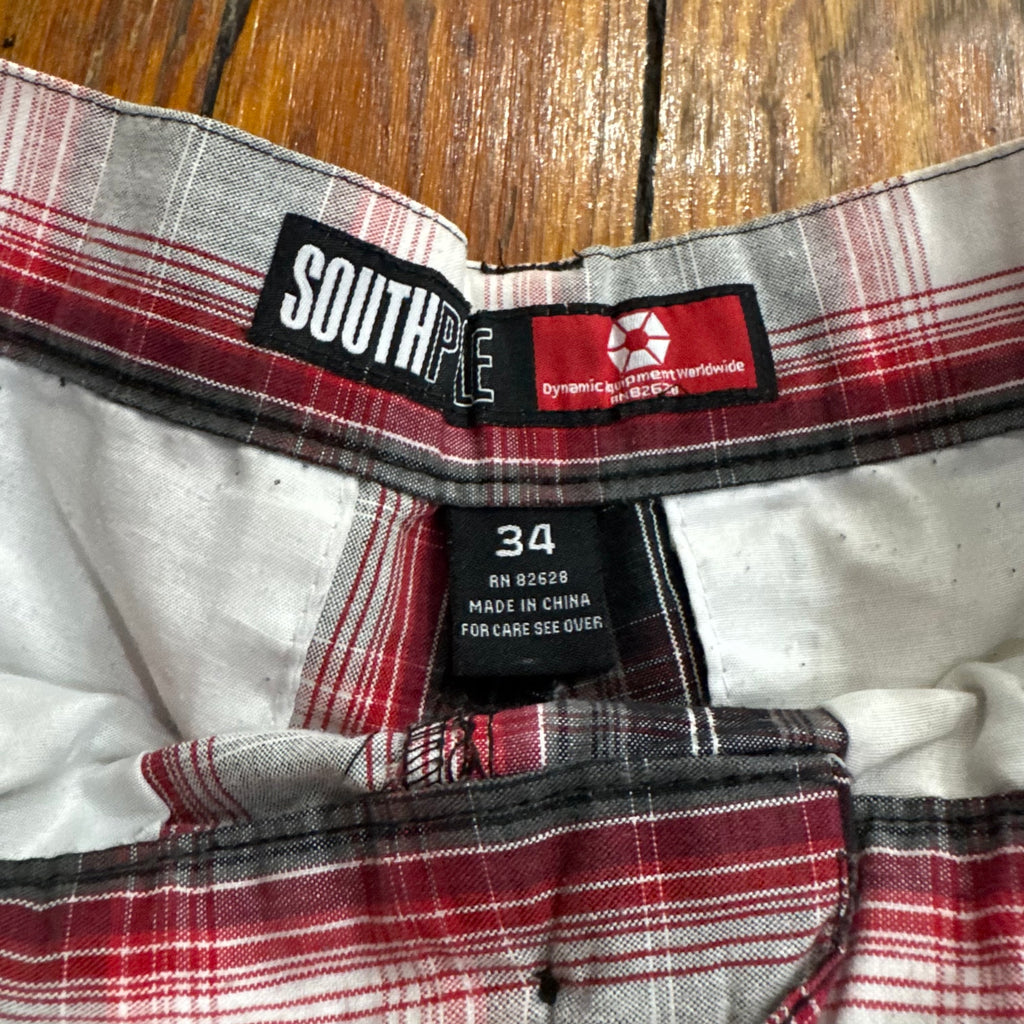 Y2K Plaid South Pole Khaki Shorts Sz 34