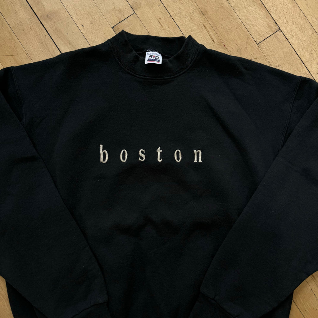 Vintage Boston Embroidered SpellOut CrewNeck Sz XL
