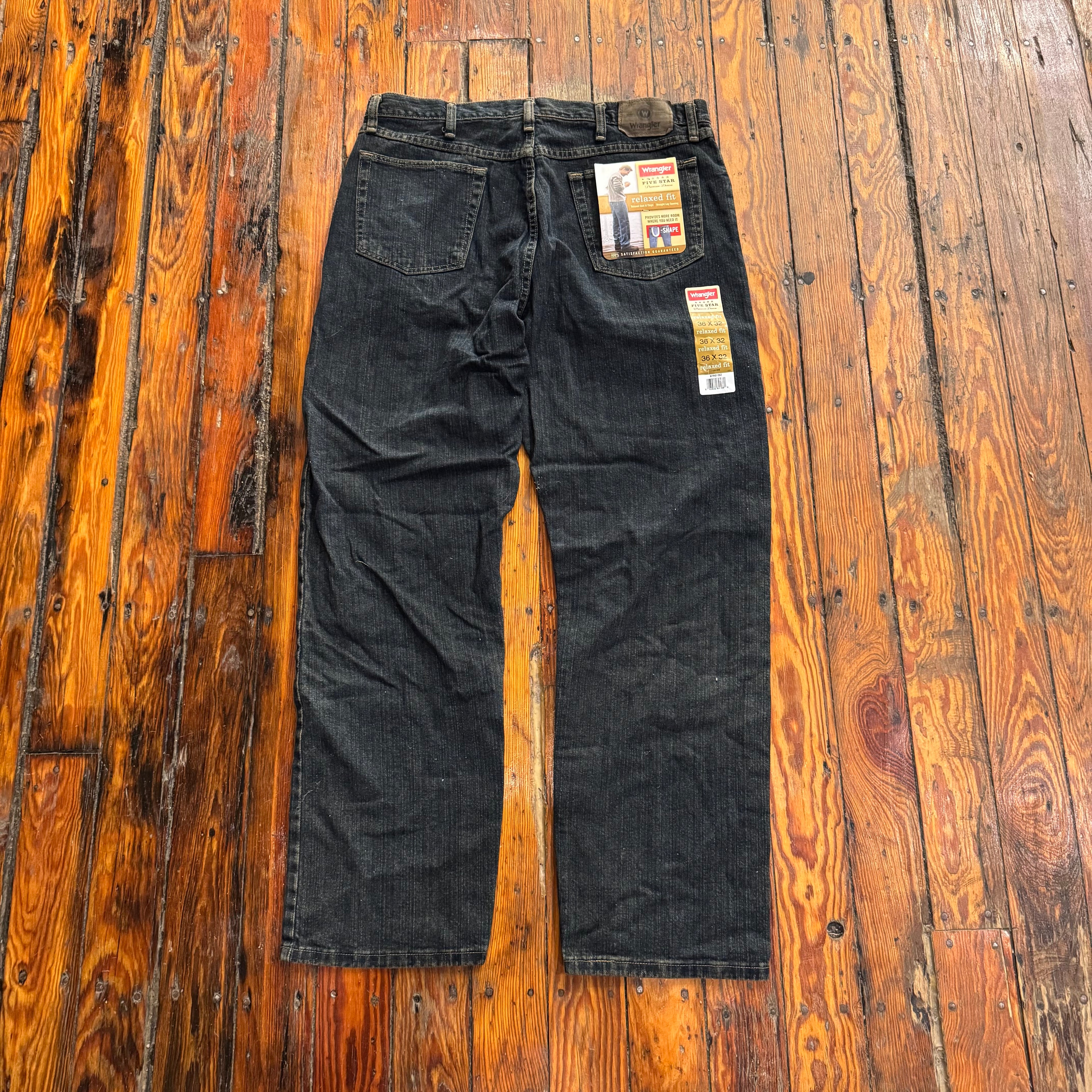 00s Wrangler BLK Denim Jeans Sz 36x32
