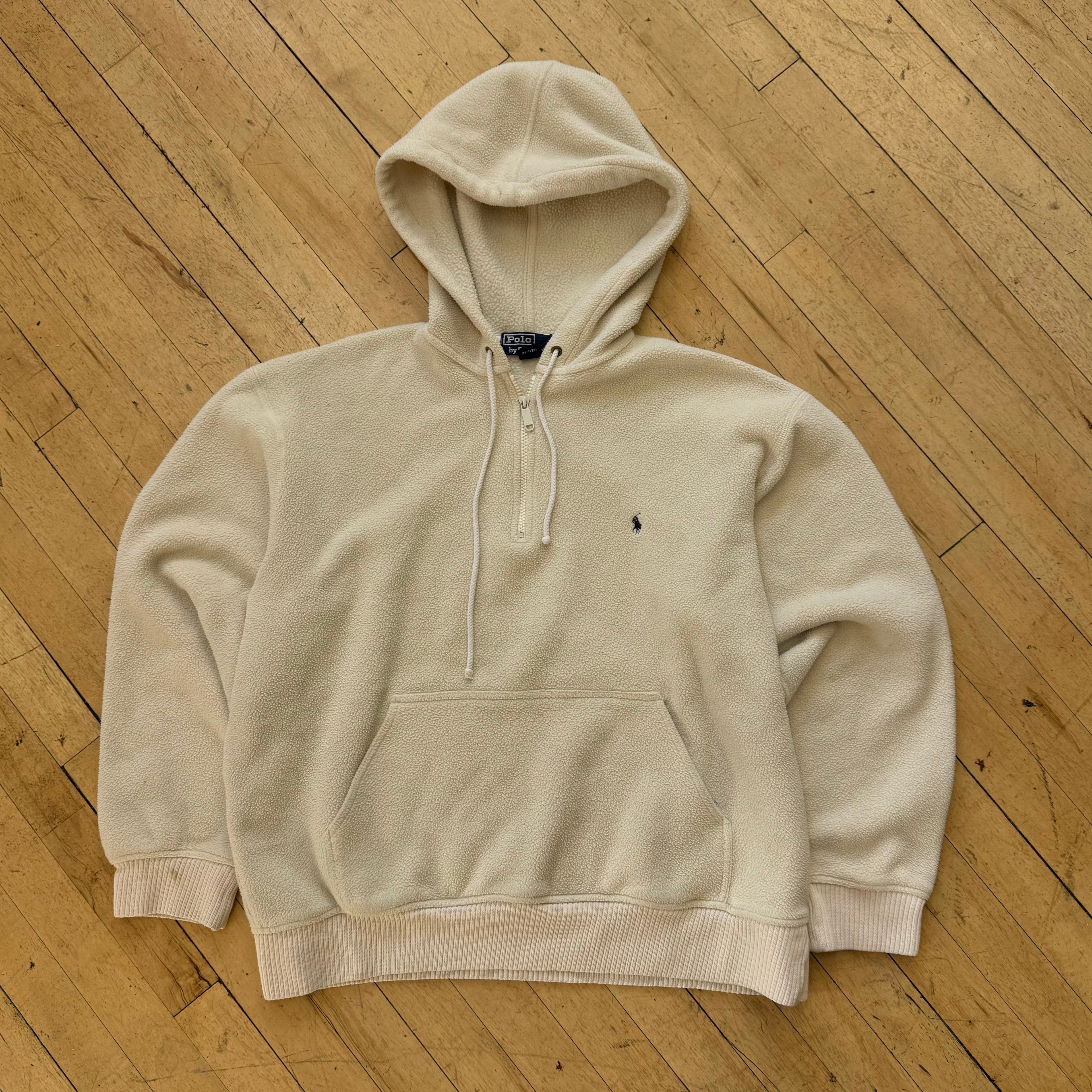 Vintage Fleece Polo Hoodie Sz M