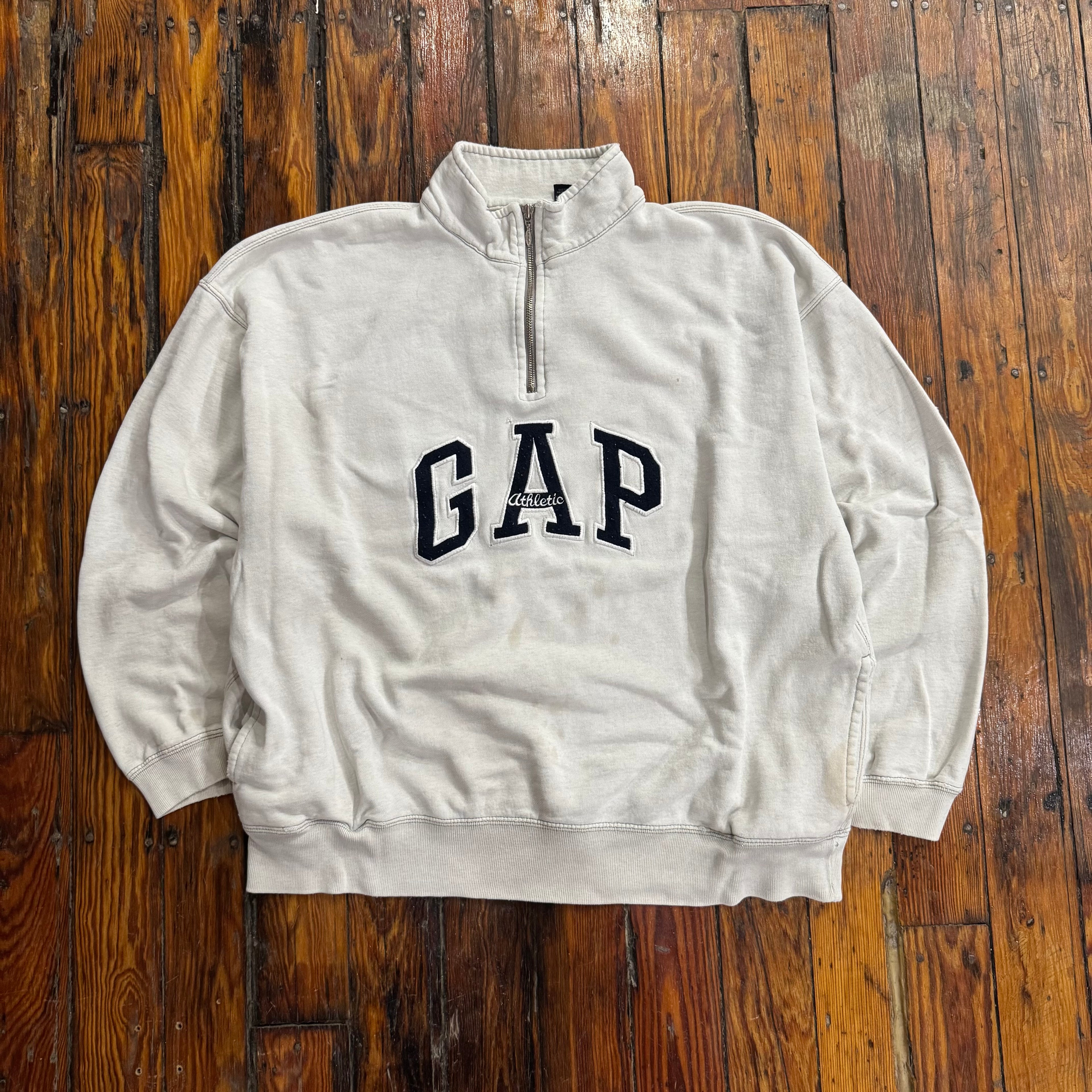 Vintage Gap Athletics SpellOut Quarter Zip Sz XXL