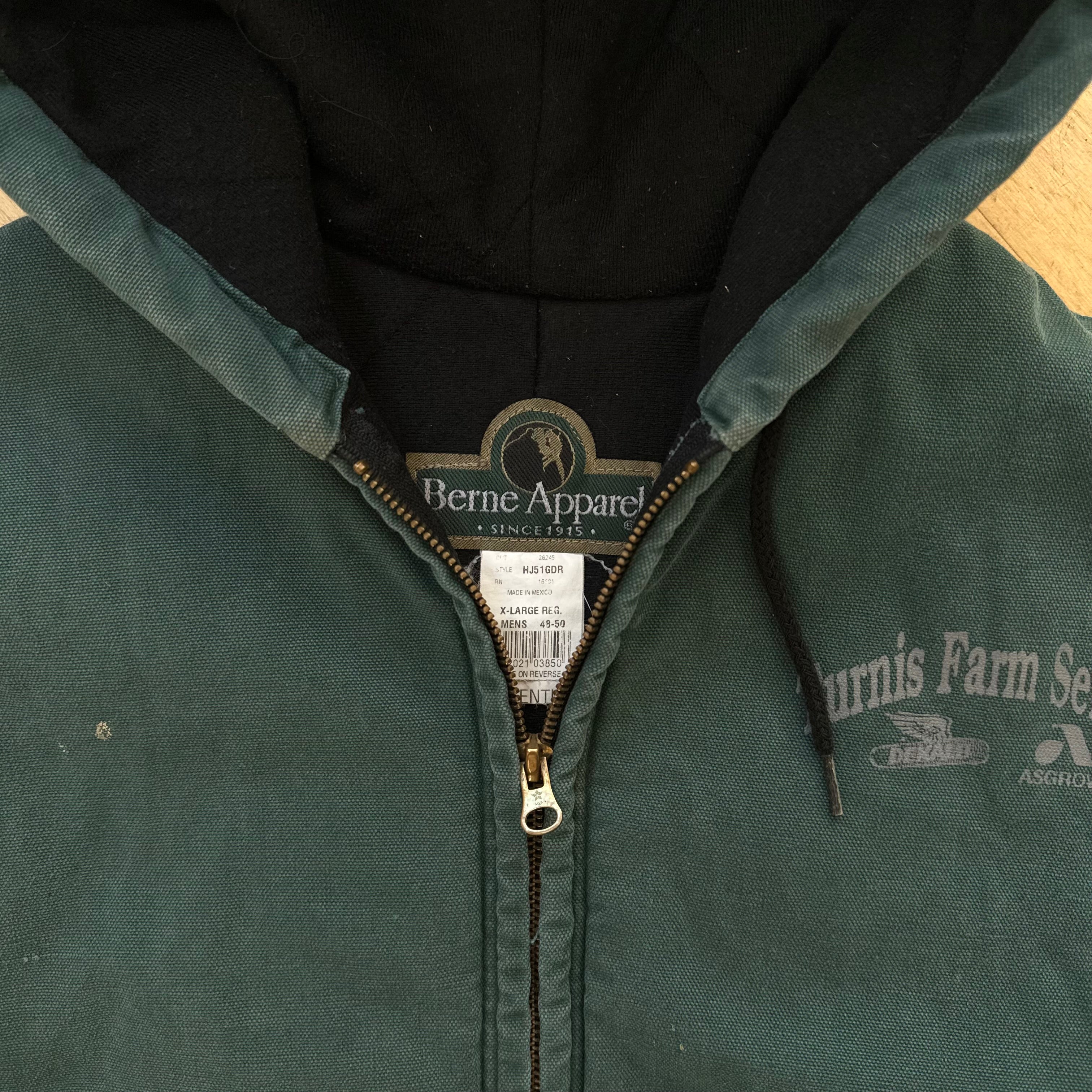 Vintage Faded Green Berne Apparel Workwear Jacket Sz L