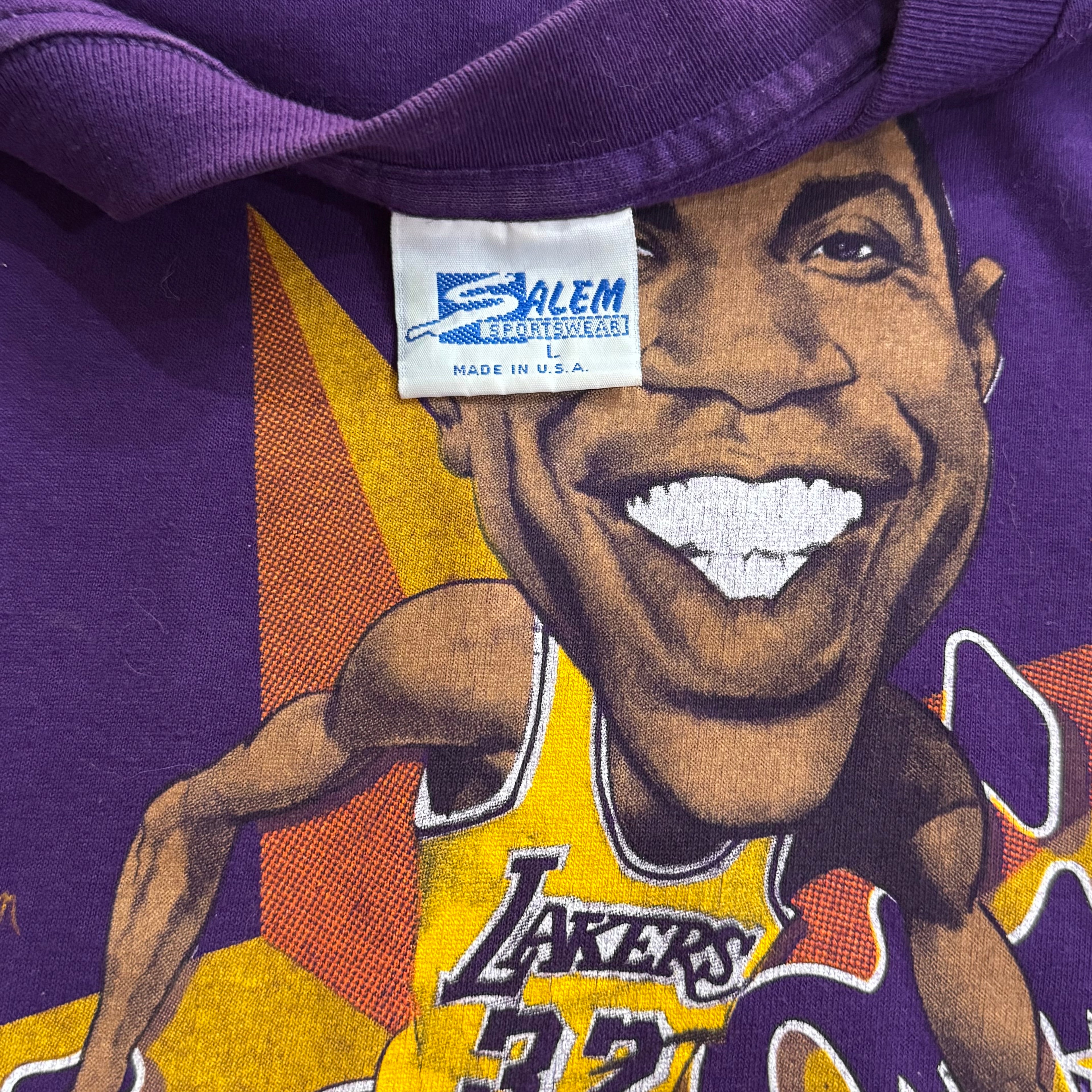 Vintage Salem Las Angels Lakers Magic Johnson Charter T-shirt Sz L