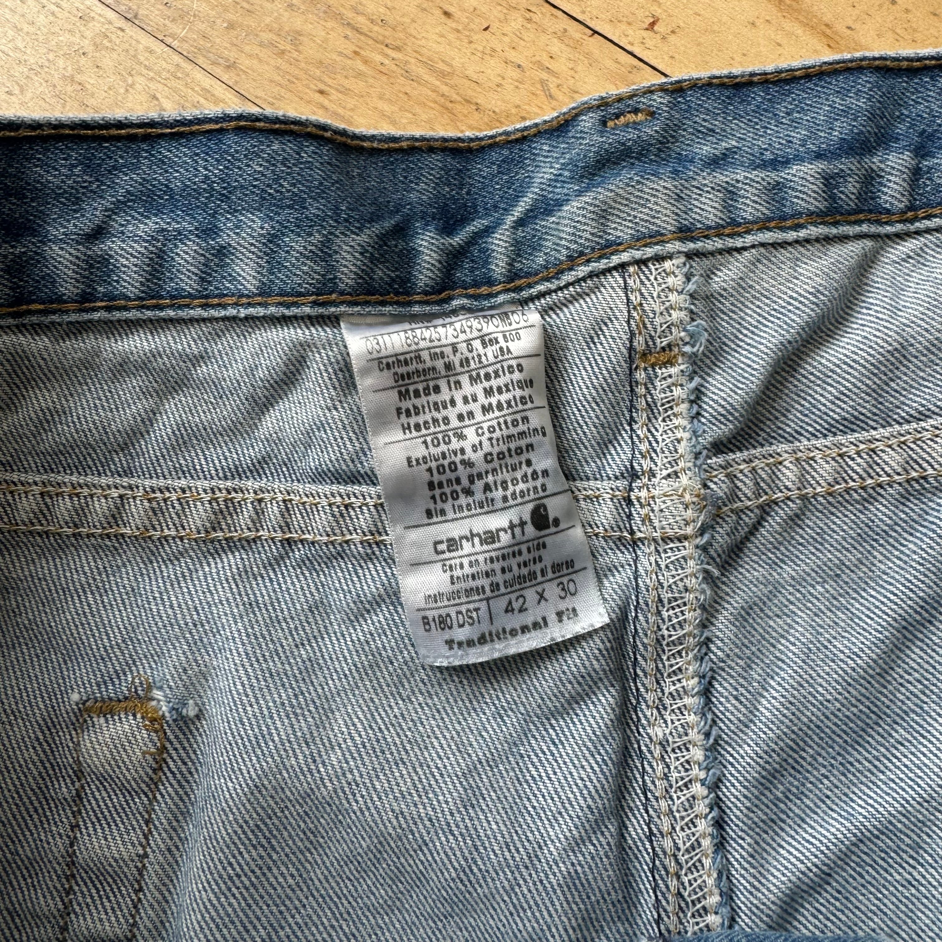 Vintage Light Wash Carhartt Denim Jeans Sz 42x30