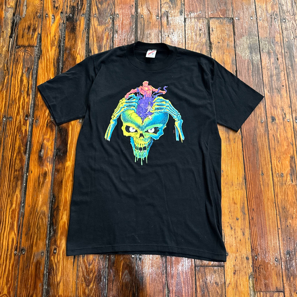 Vintage Neon Skull Graphic T-shirt Sz M