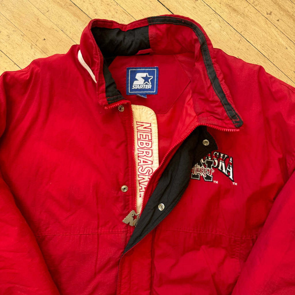 Vintage Nebraska Huskers Starter Puffer Jacket Sz XXL