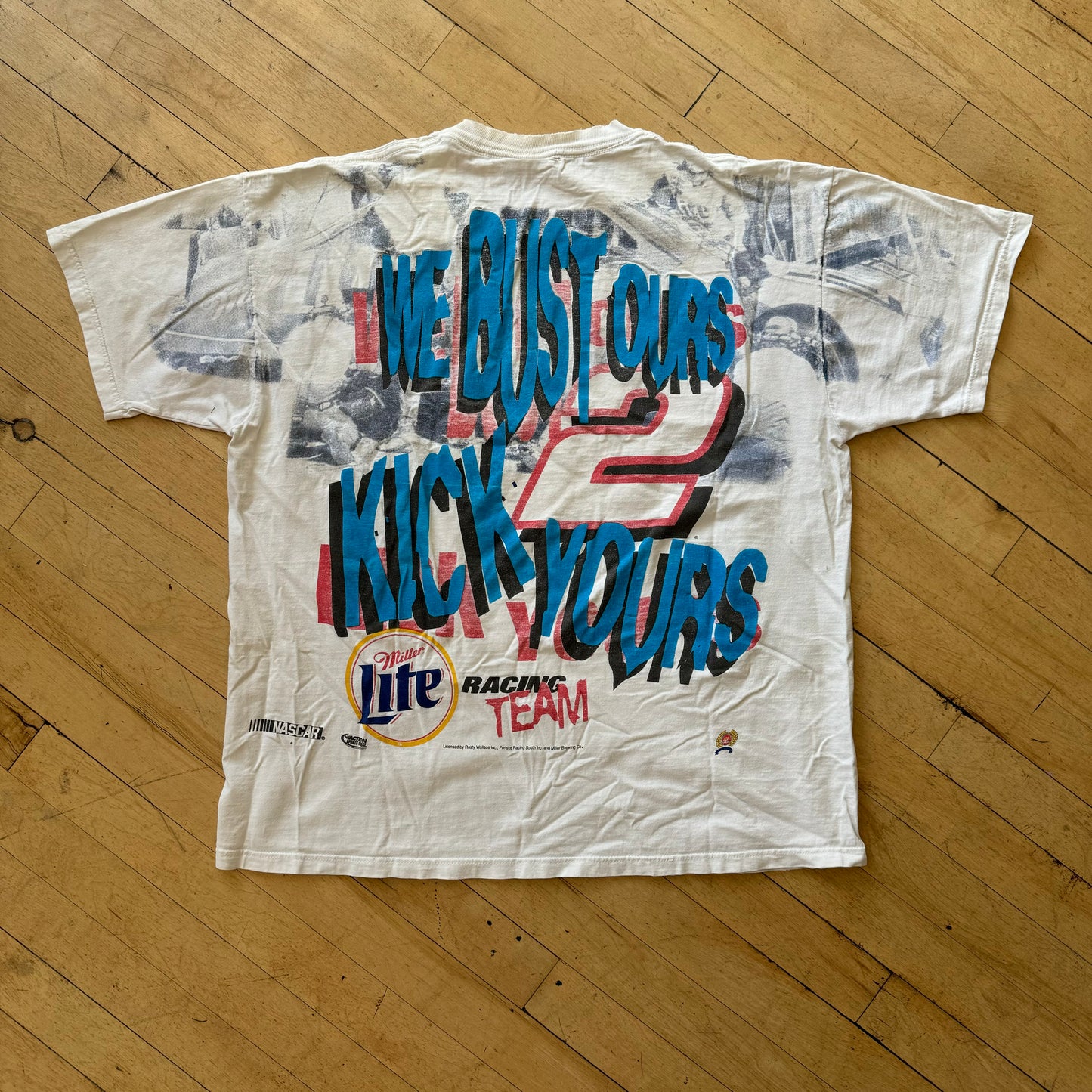 Vintage Nascar Miller Lite AOP T-shirt Sz L