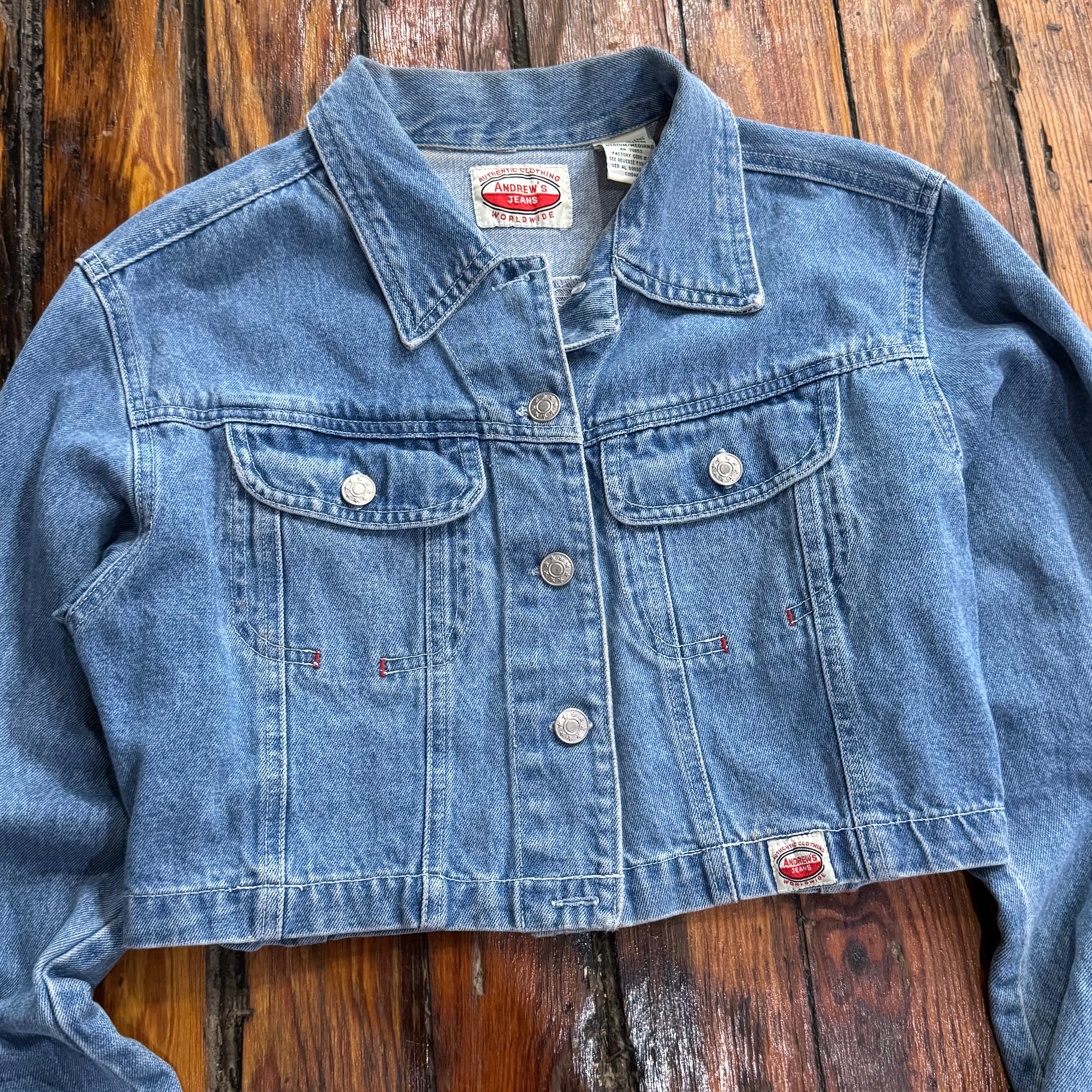 Vintage Andrew’s Jeans Cropped Denim Jacket Sz M