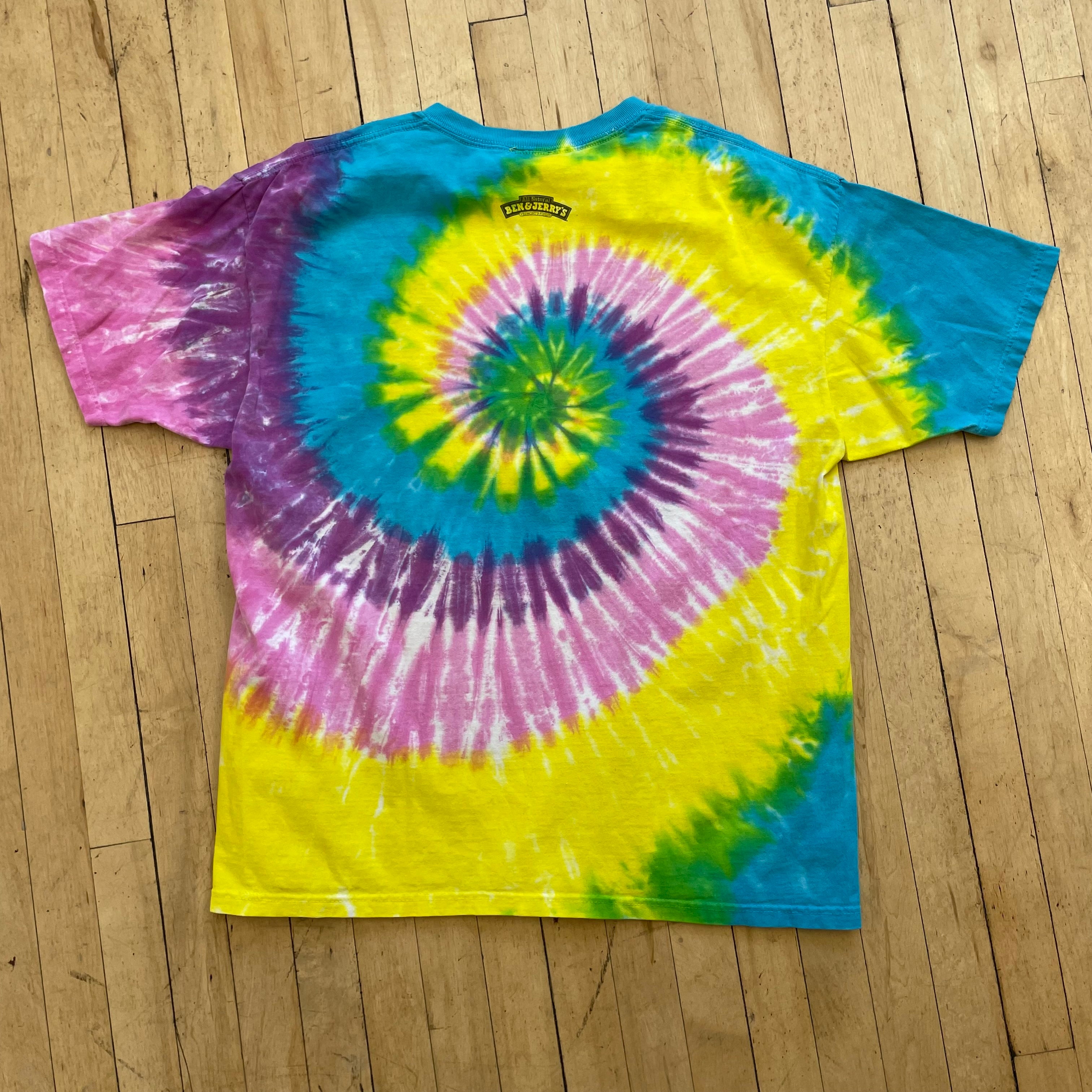 90s Tie-Dye Ben & Jerry’s SpellOut T-shirt Sz XL