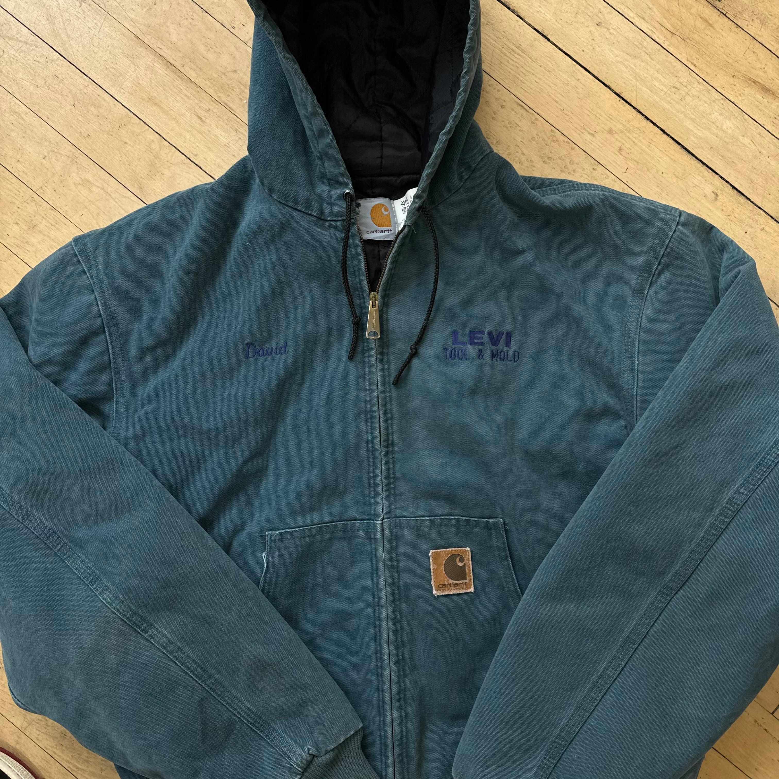 Vintage Carhartt Arctic Blue Hooded Jacket Sz L