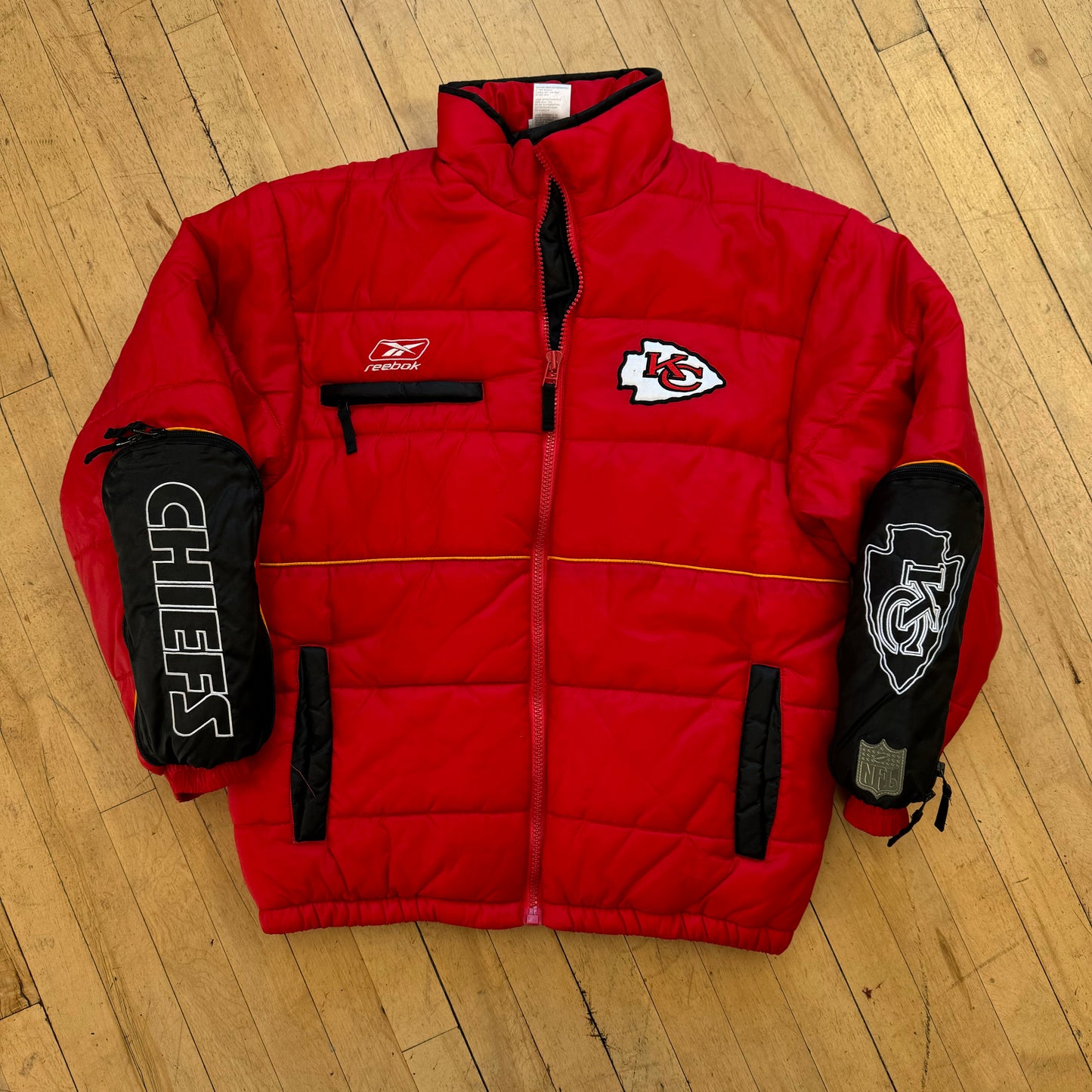 Y2K Reebok Kansas City Chiefs Puffer Jacket Sz L