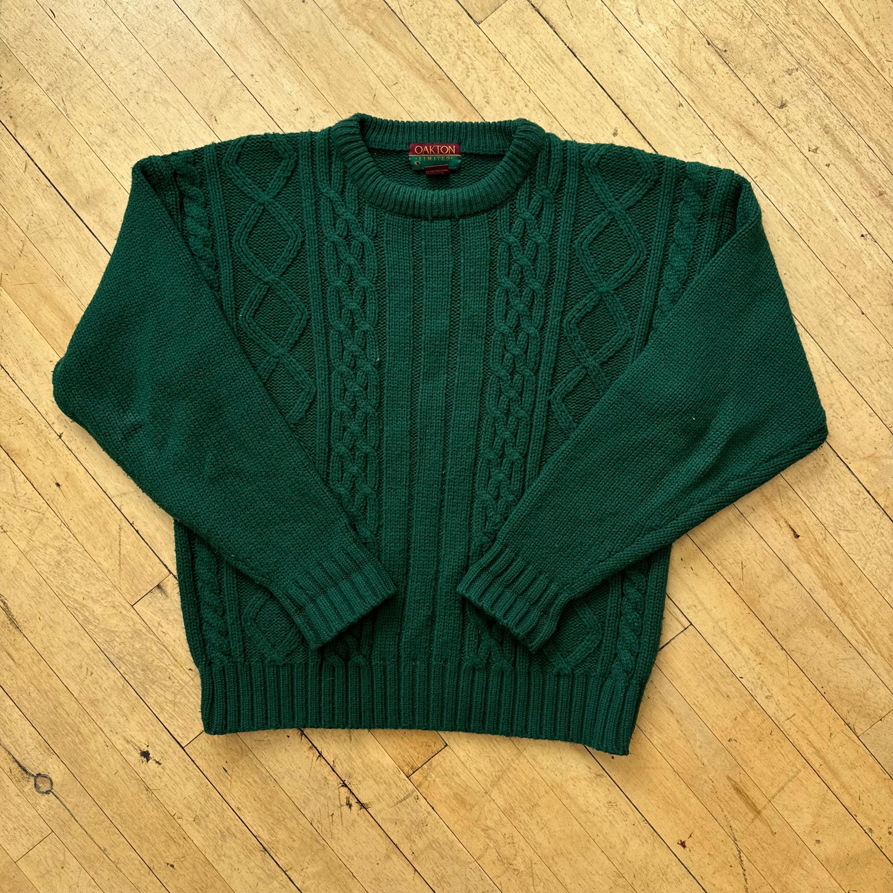 Vintage Green Oakton Knit Sweater Sz L