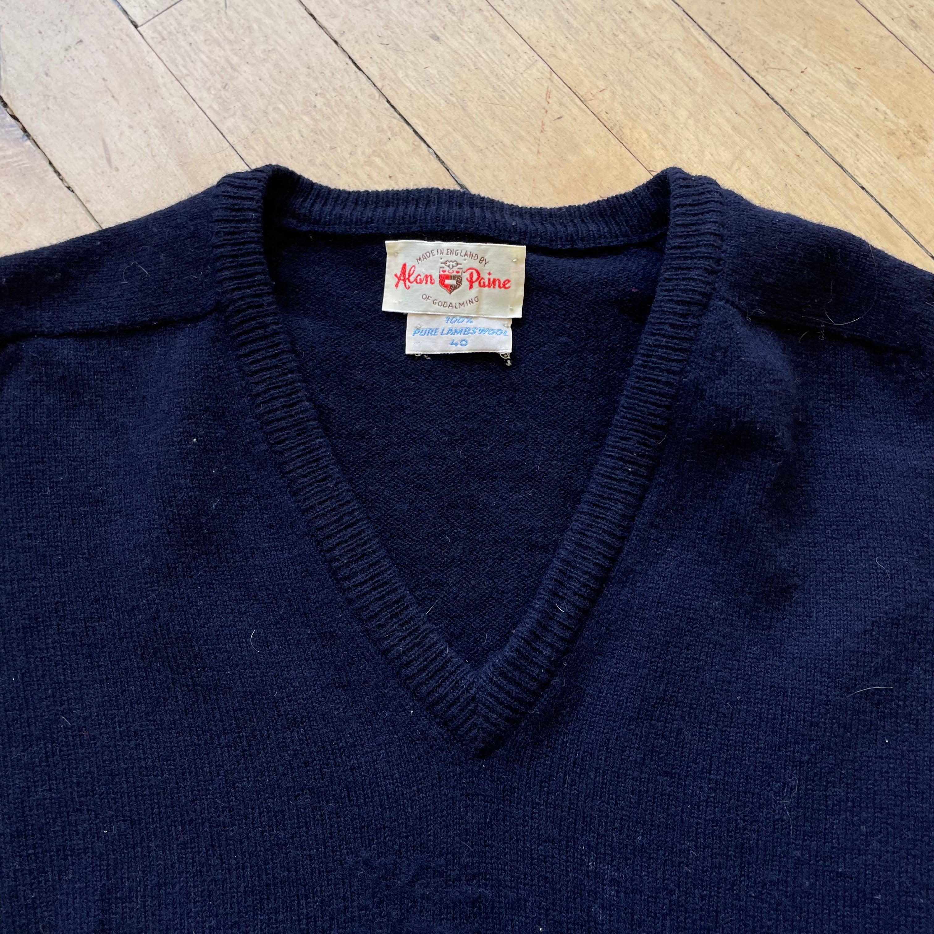 80s Lambswool Navy Sweater Sz M