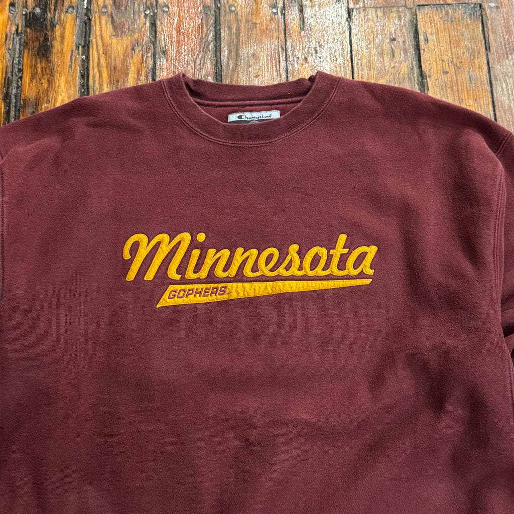 Vintage Champion Minnesota Gohpers SpellOut CrewNeck Sz XL