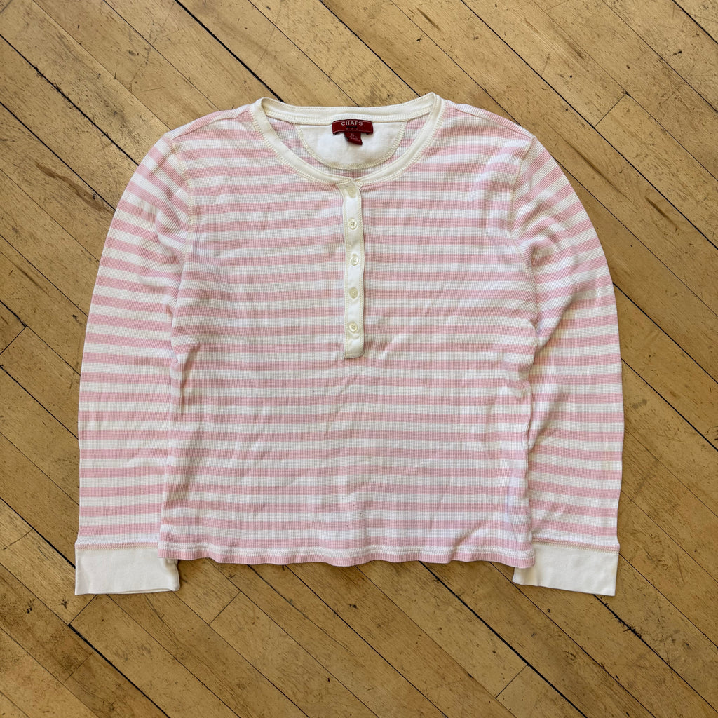 Vintage Chaps Denim Striped Waffle T-shirt Sz XL