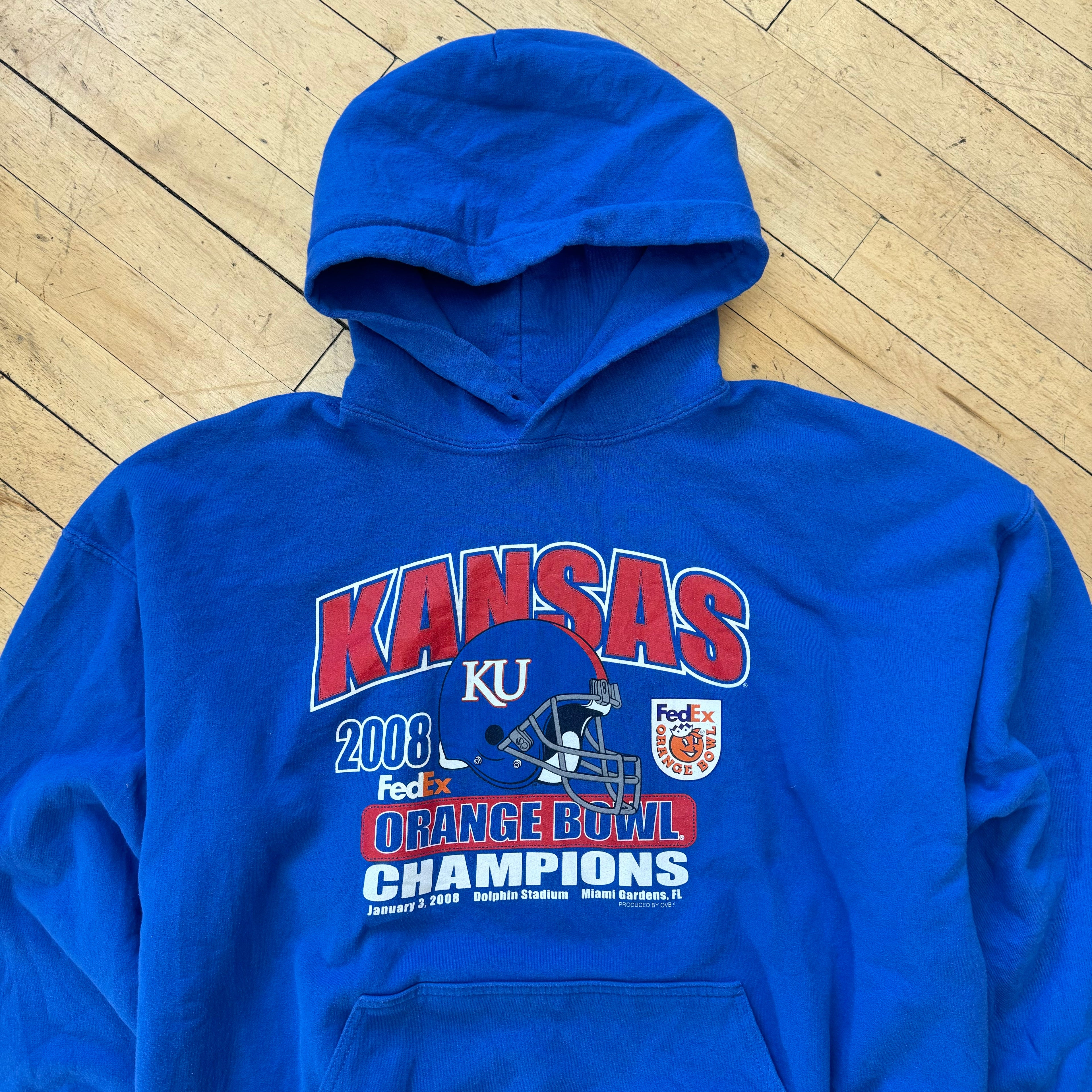2000s Kansas Jayhawks Orange Bowl Champions Hoodie Sz XL