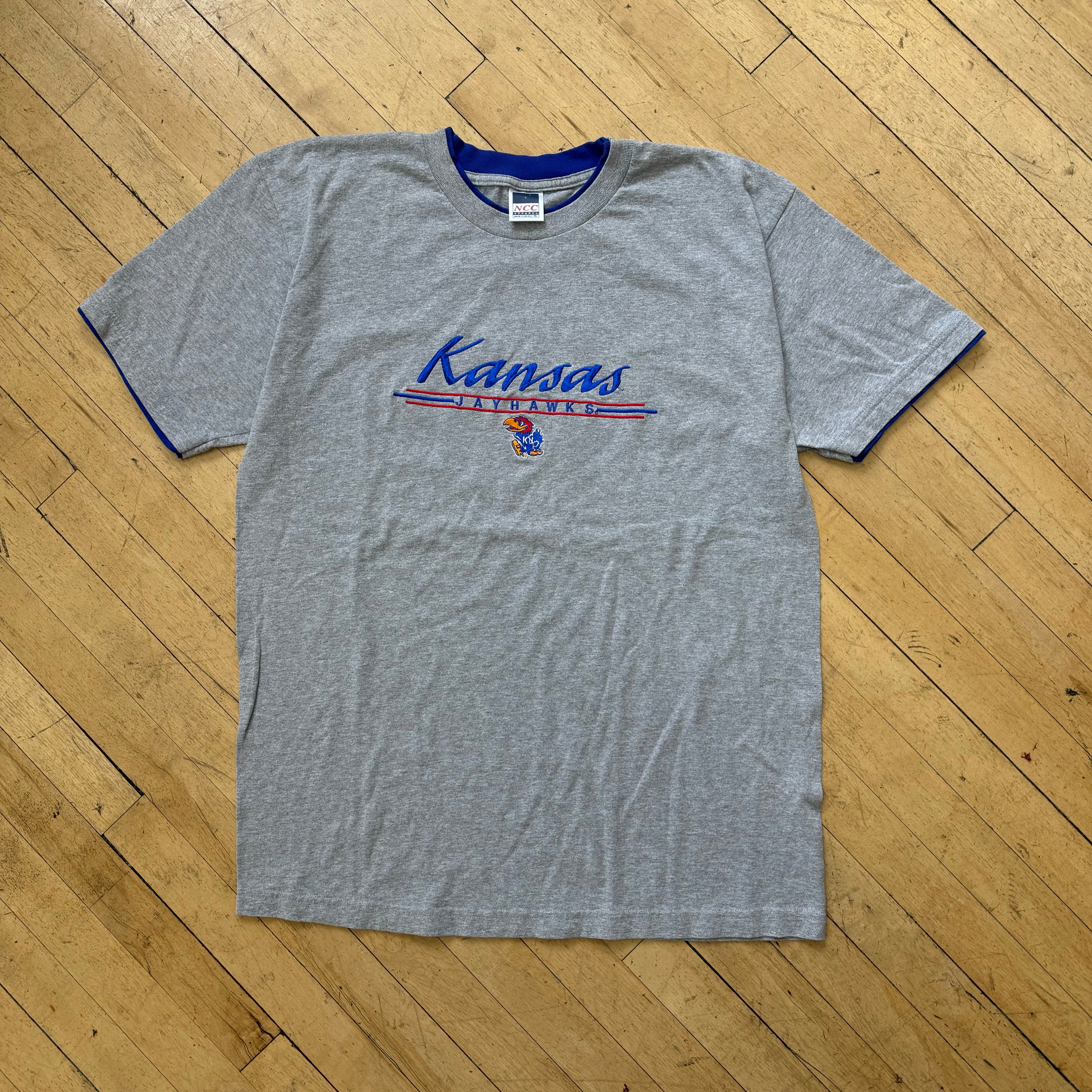 Vintage Kansas Jayhawks SpellOut T-shirt Sz XL