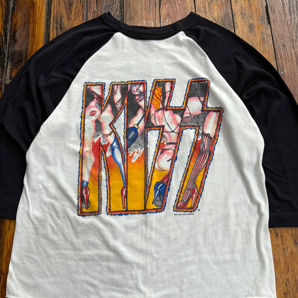 Vintage 80s Kiss Raglan T-shirt Sz L
