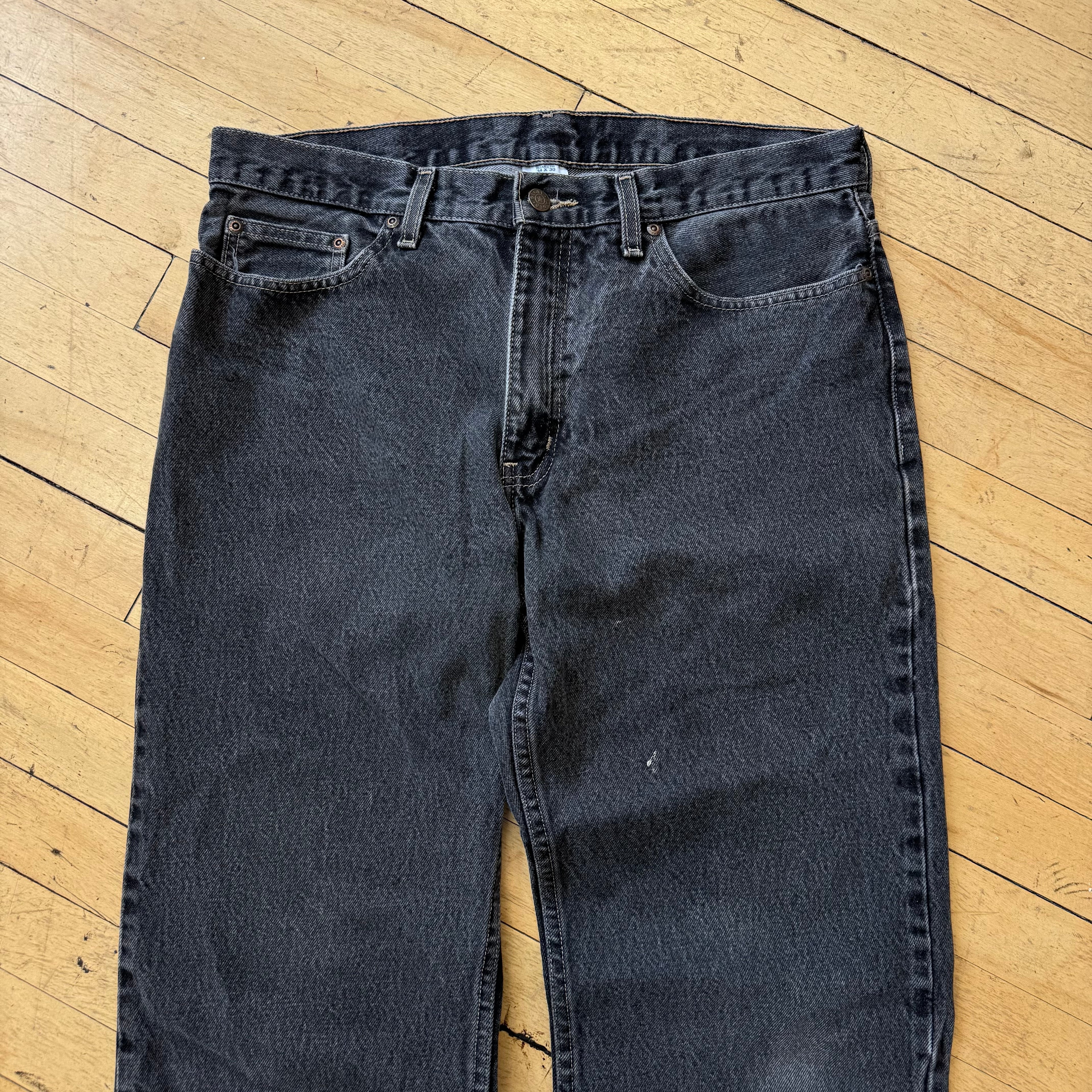 Vintage Faded Black Denim Jeans Sz 34x30