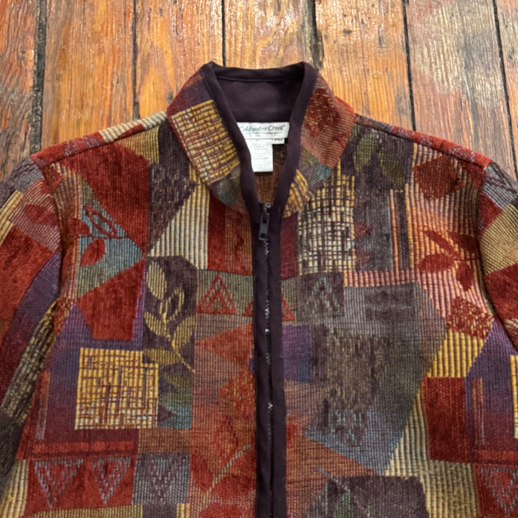 Vintage Patch Work Zip-Up Jacket Sz M