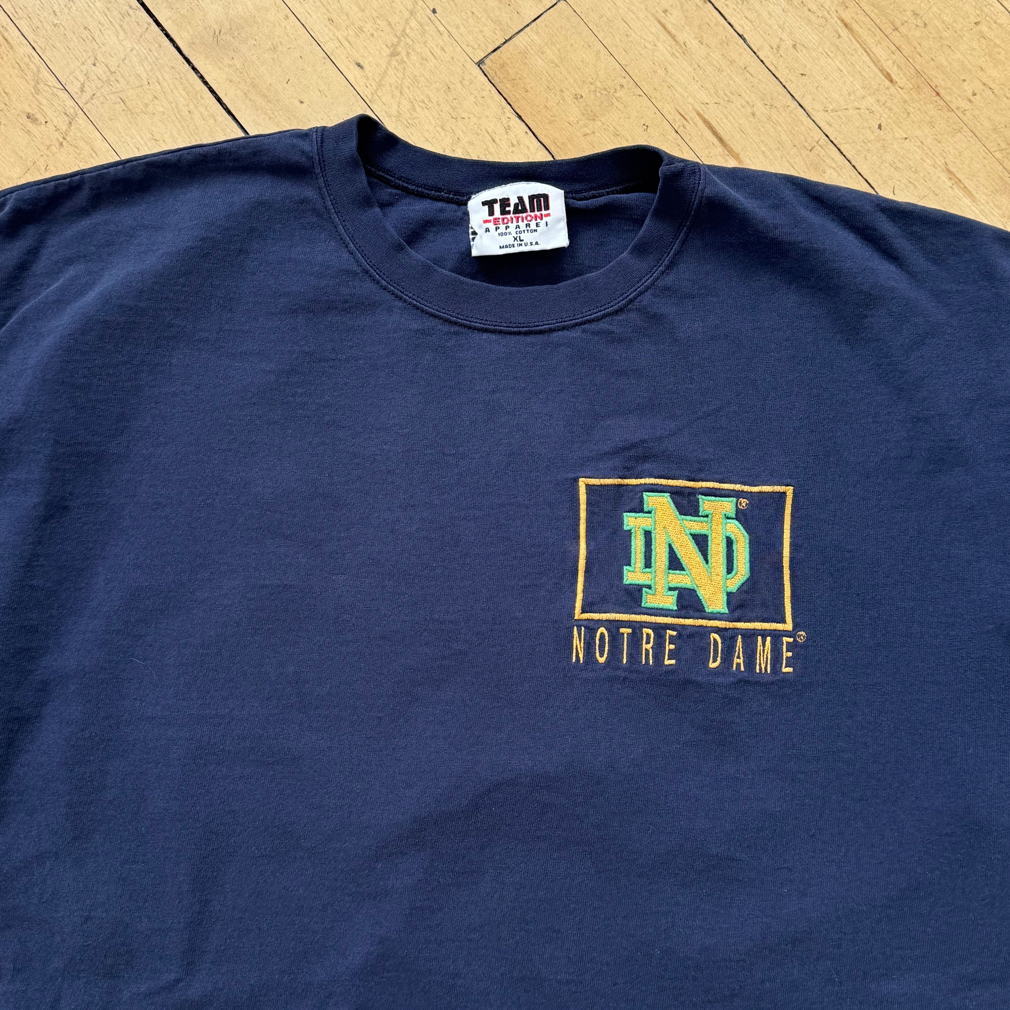Vintage Notre Dame Embroidered T-shirt Sz XL