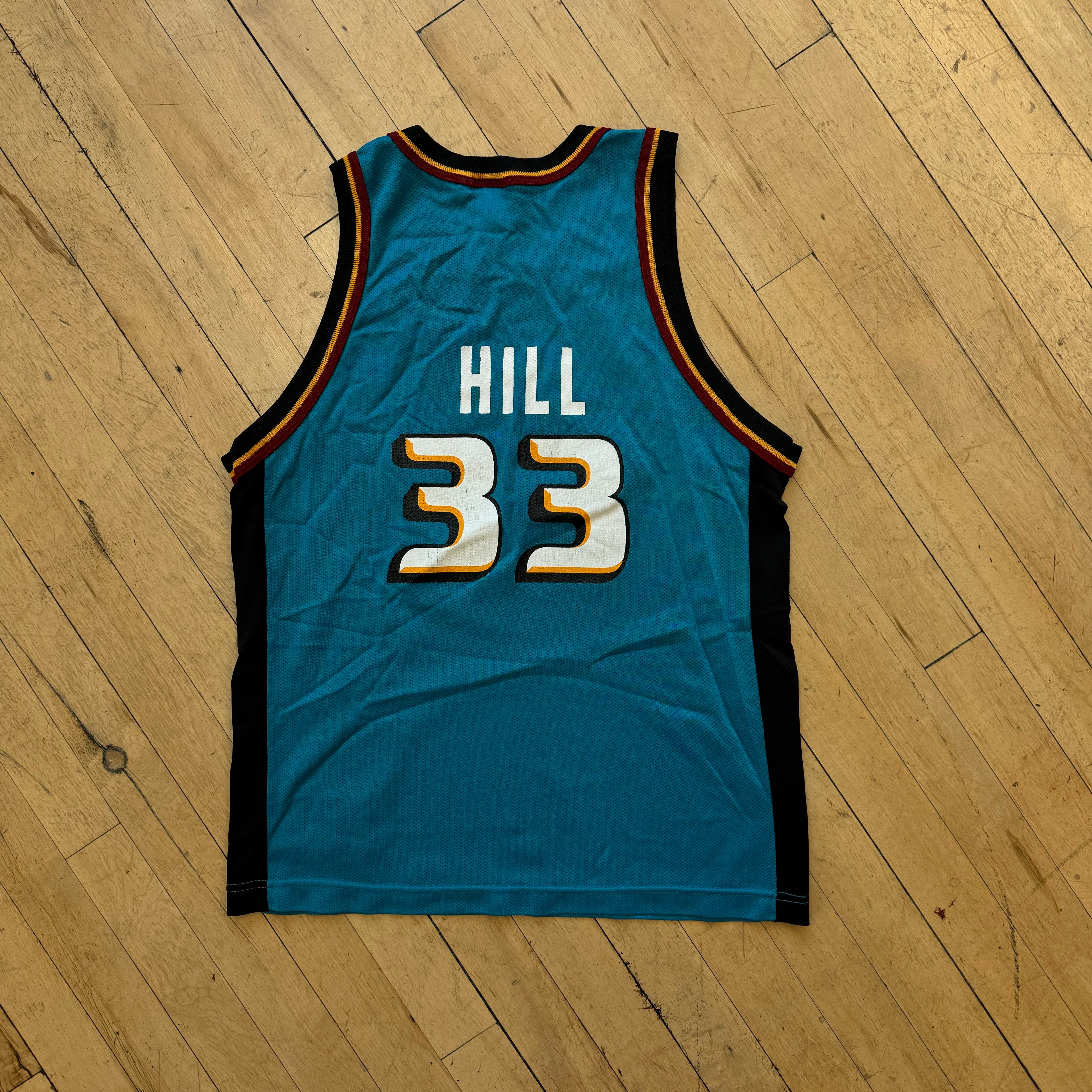 Vintage Champion Pistons “Hill” Jersey Sz YTH XL