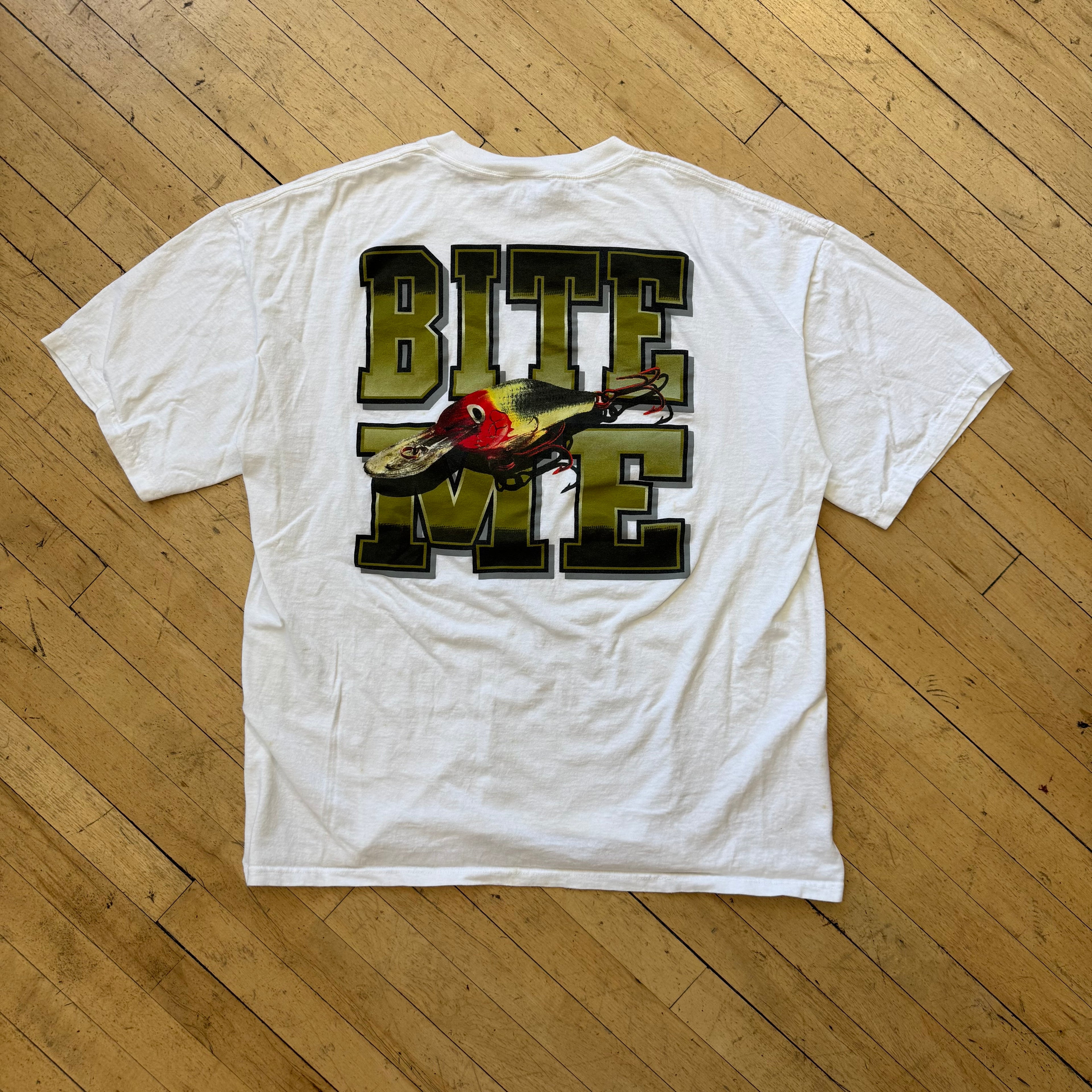 Vintage Wrangler Rugged Bite Me Fishing T-shirt Sz XL