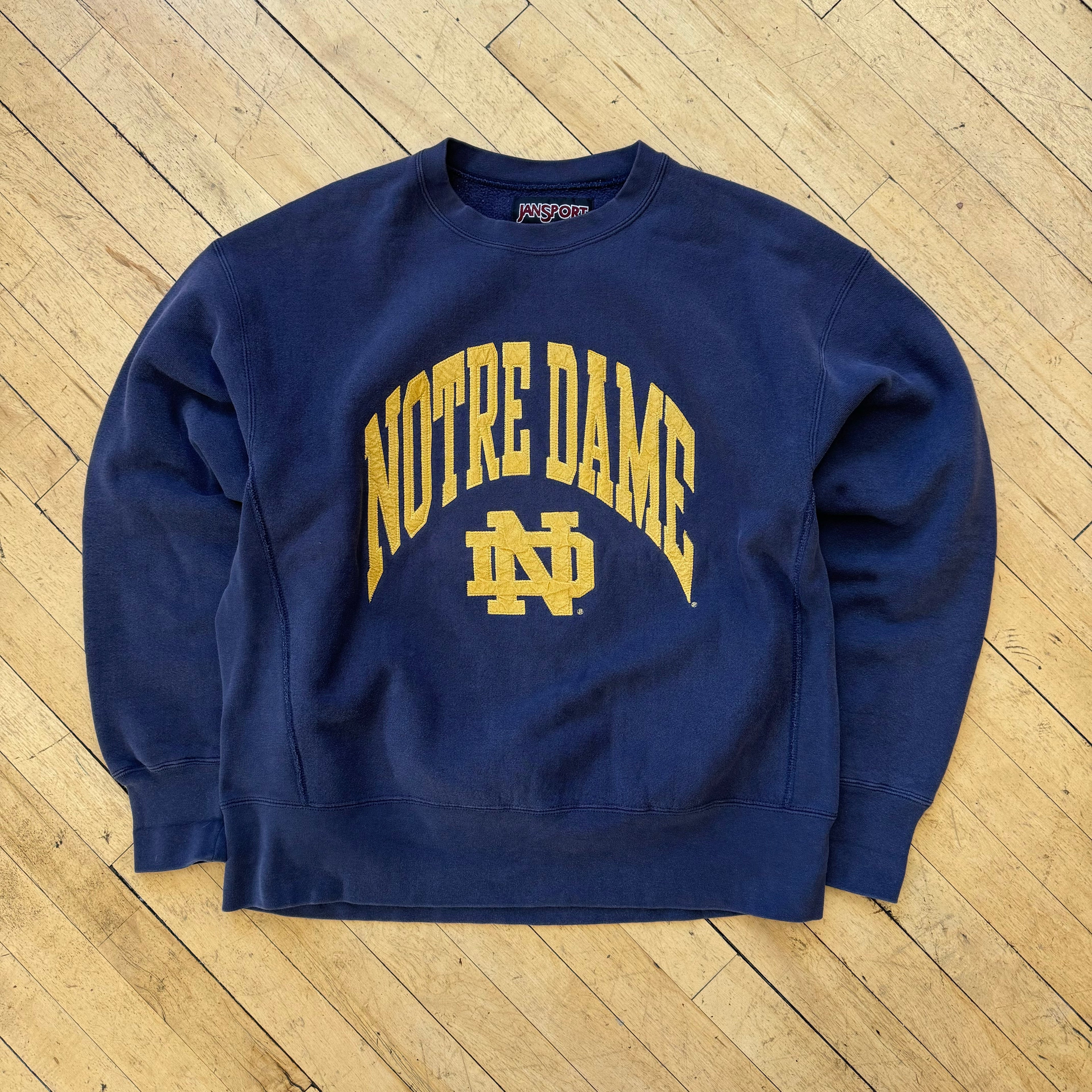 Vintage JanSport Notre Dame SpellOut CrewNeck Sz XL