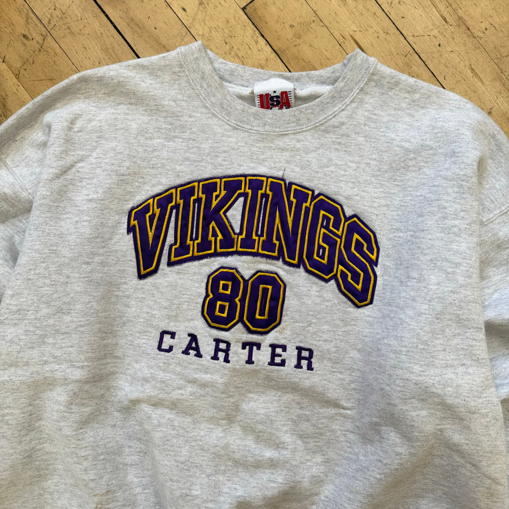 Vintage Minnesota Vikings Carter Embroidered Crewneck Sz L