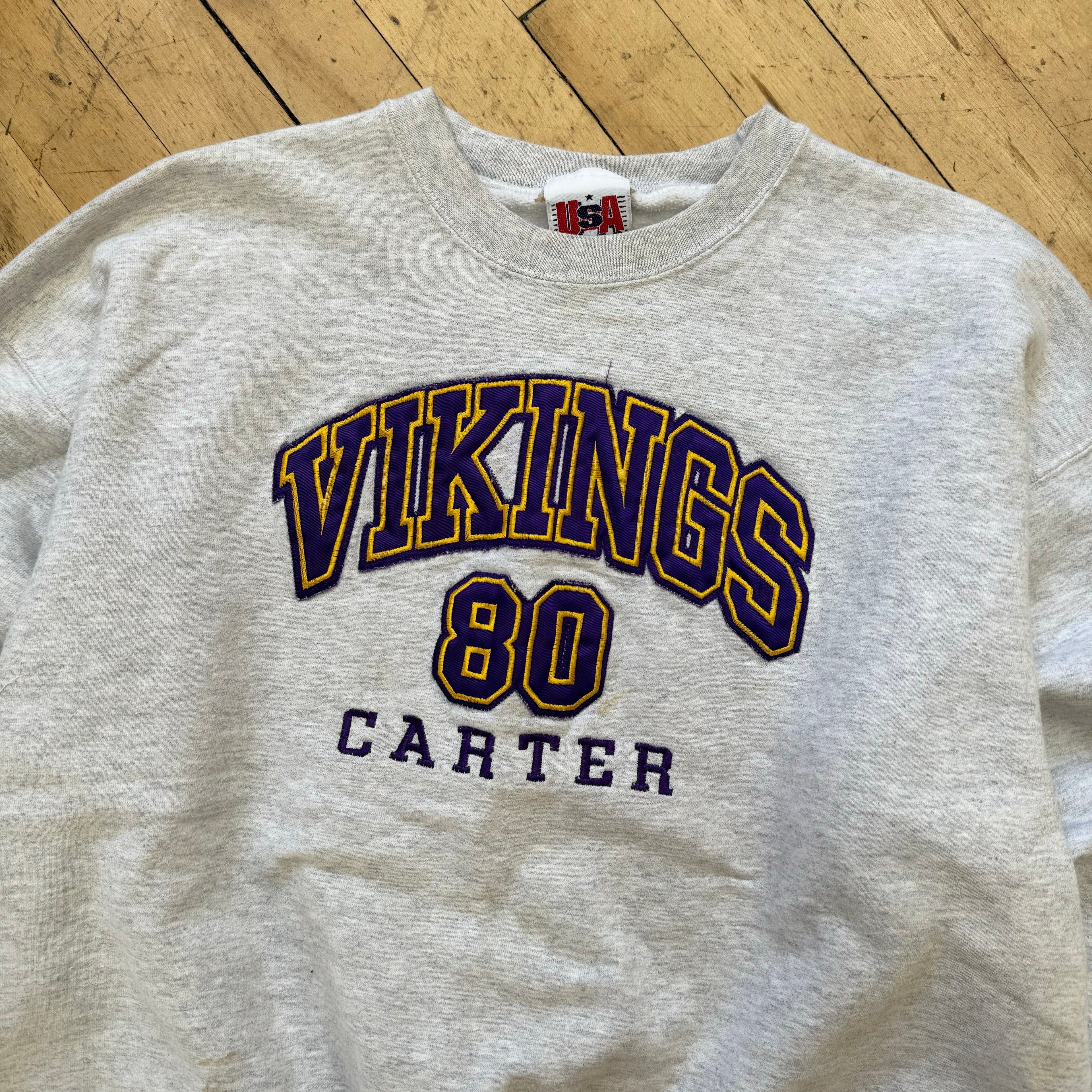 Vintage Minnesota Vikings Carter Embroidered Crewneck Sz L