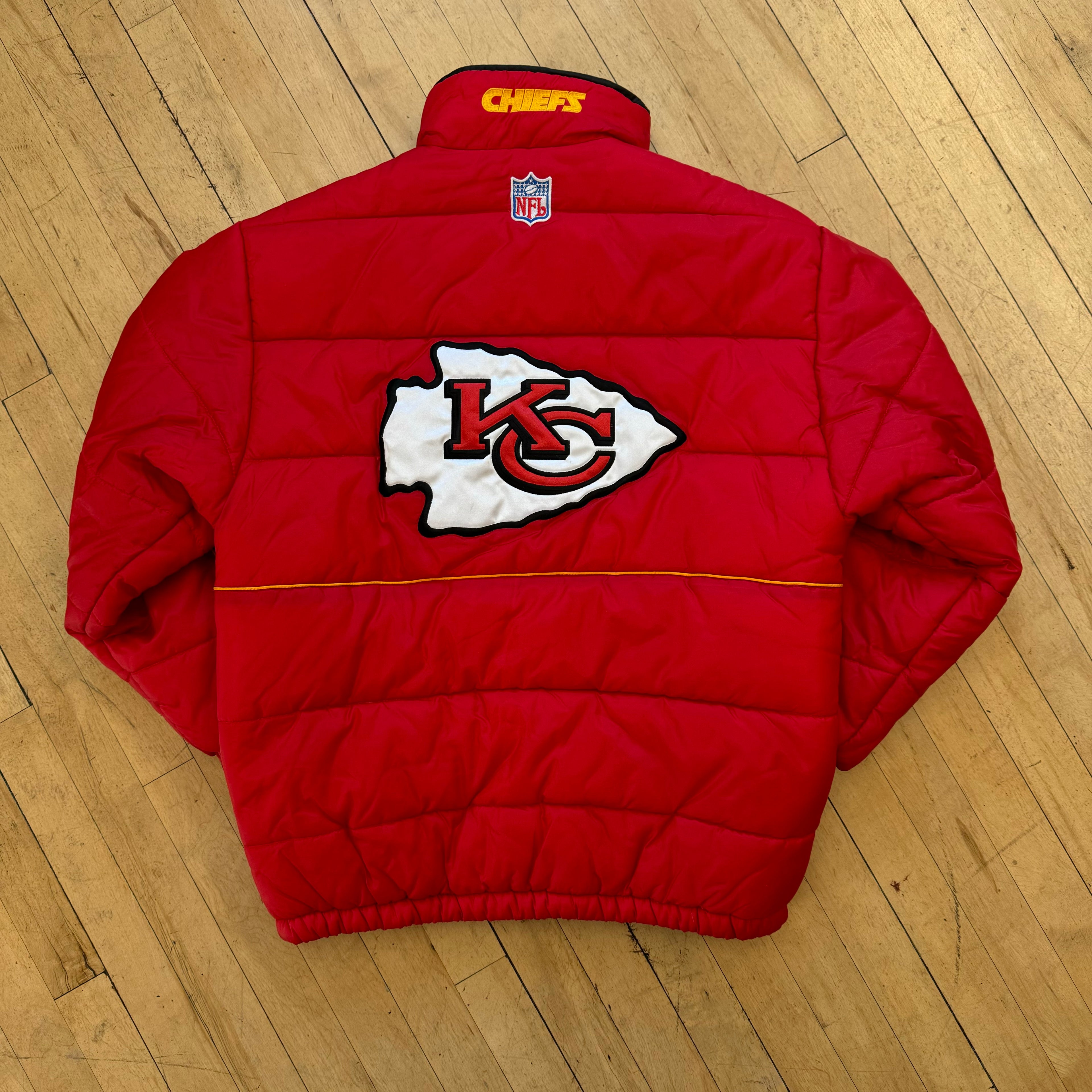 Y2K Reebok Kansas City Chiefs Puffer Jacket Sz L