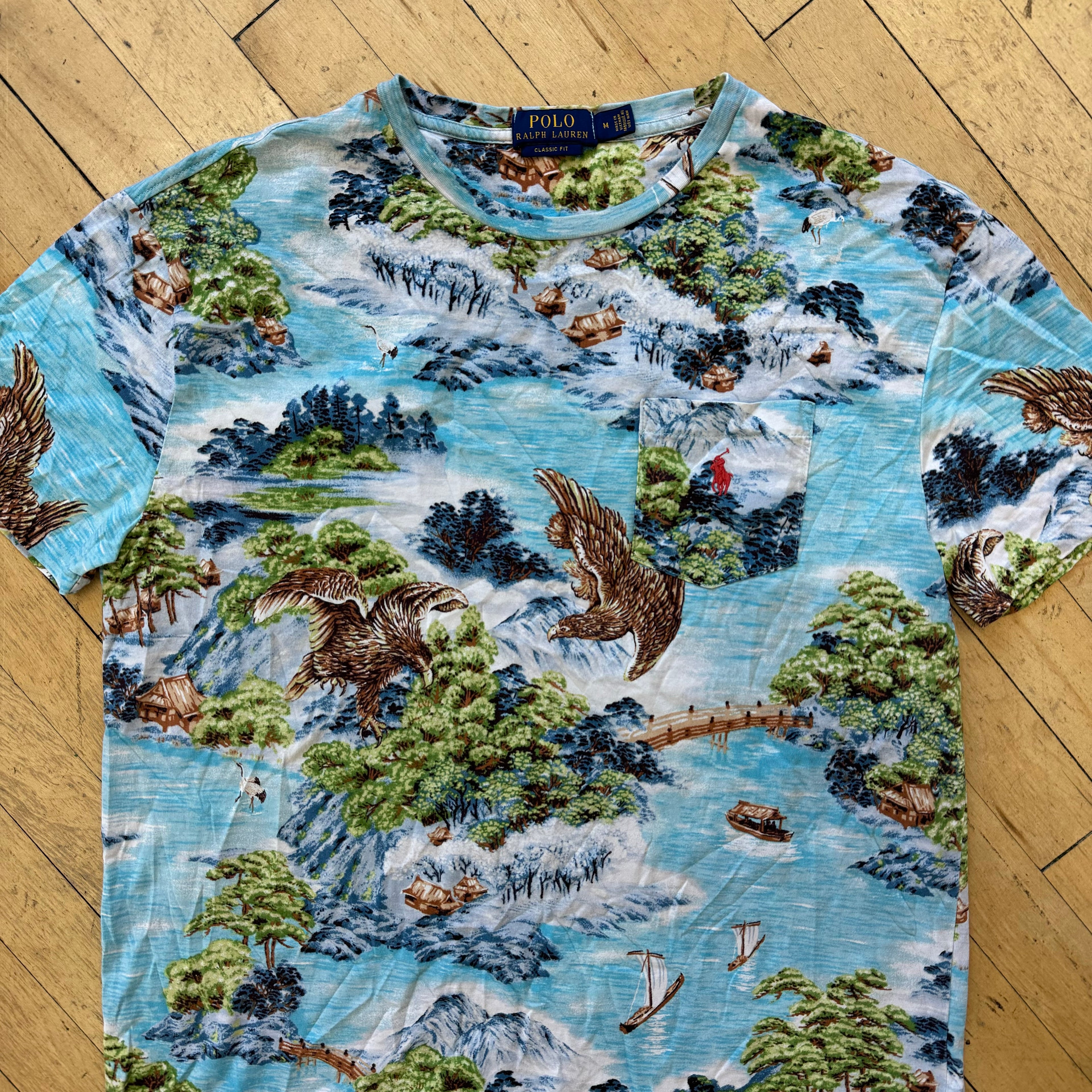 Polo RL Tropical Hawaiian Pocket T-shirt Sz M