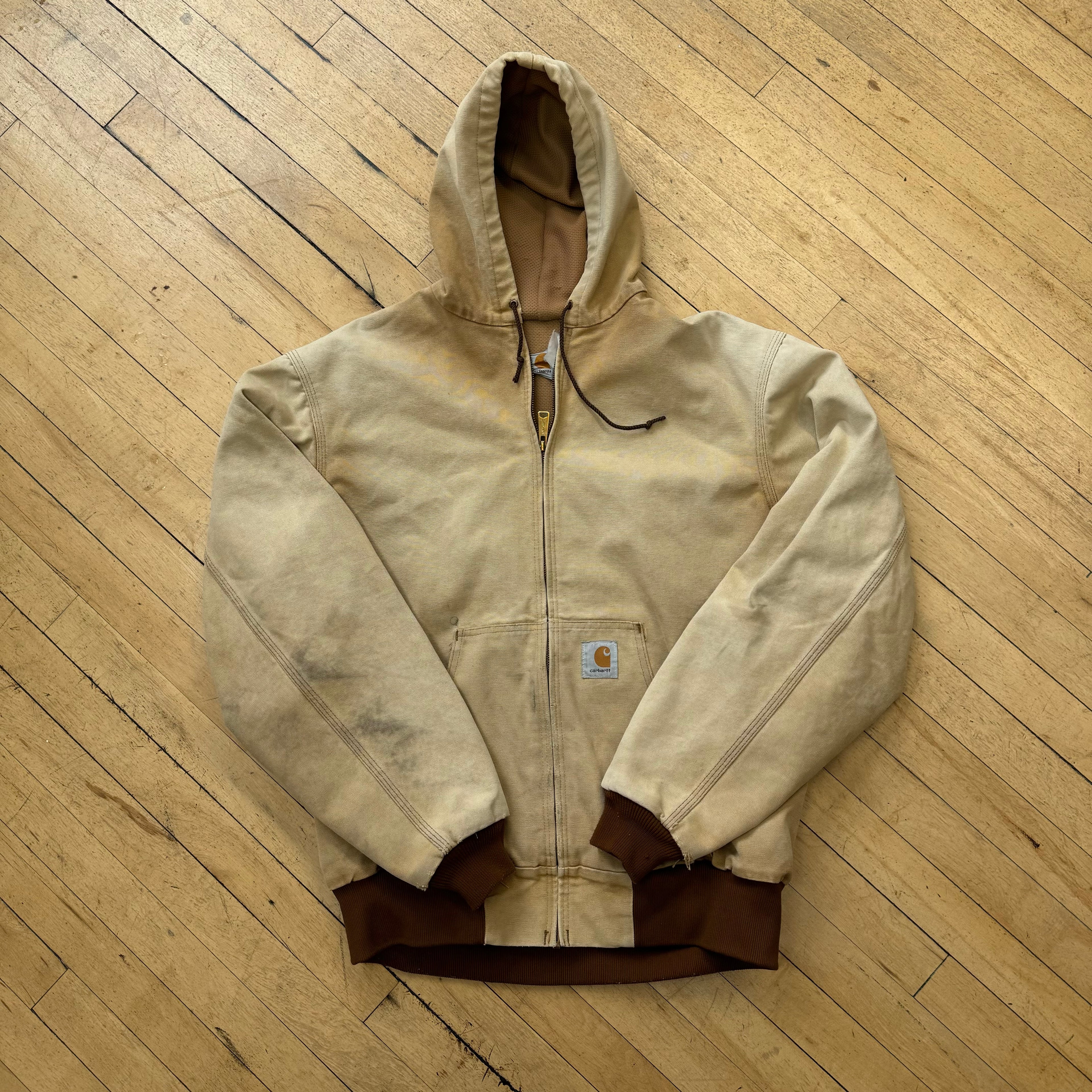 Vintage Faded Carhartt Hooded Jacket Sz L