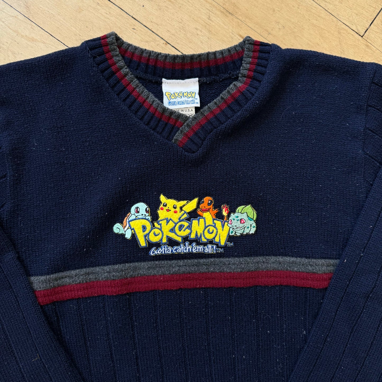 Vintage Pokémon embroidered Sweater Sz 7 Kids