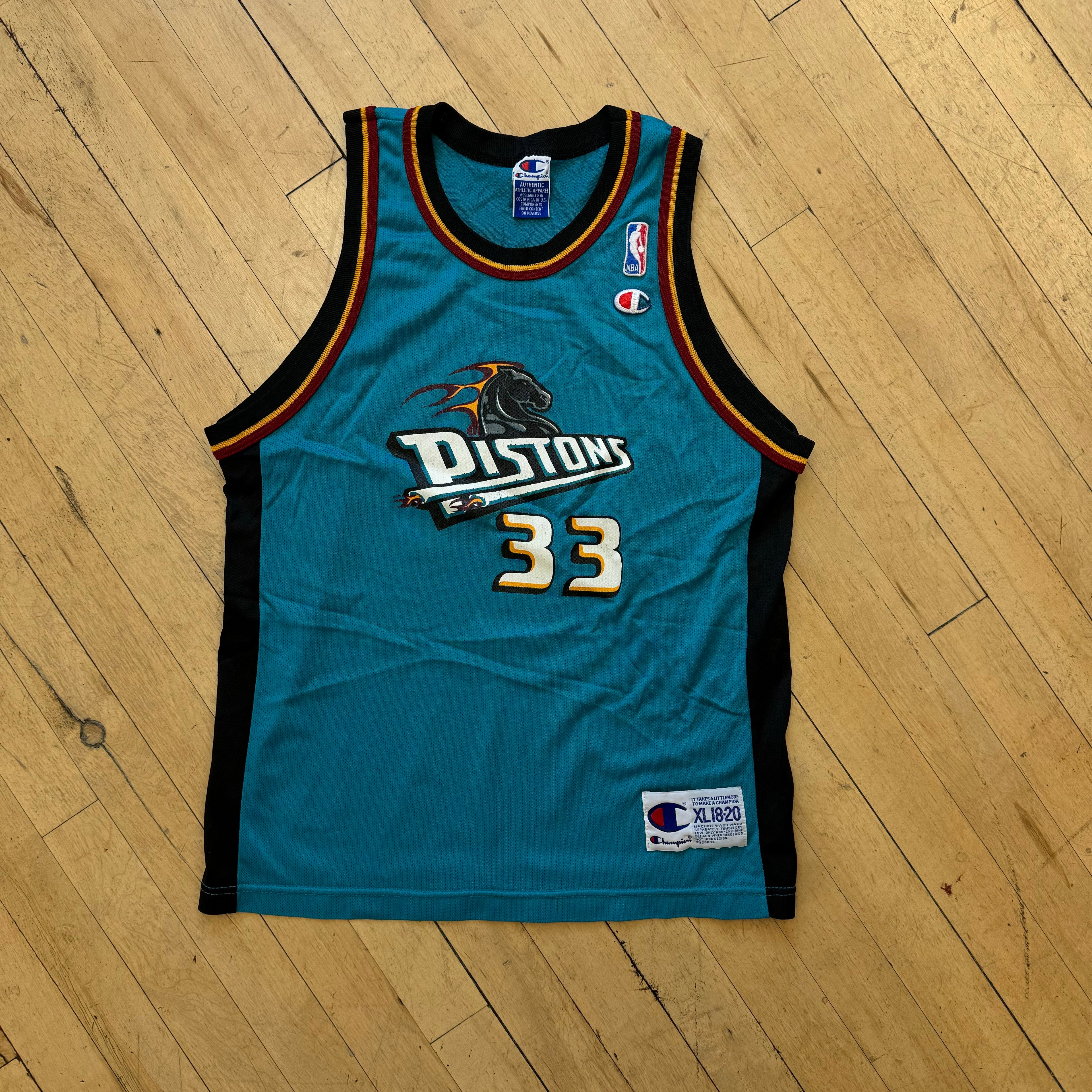 Vintage Champion Pistons “Hill” Jersey Sz YTH XL