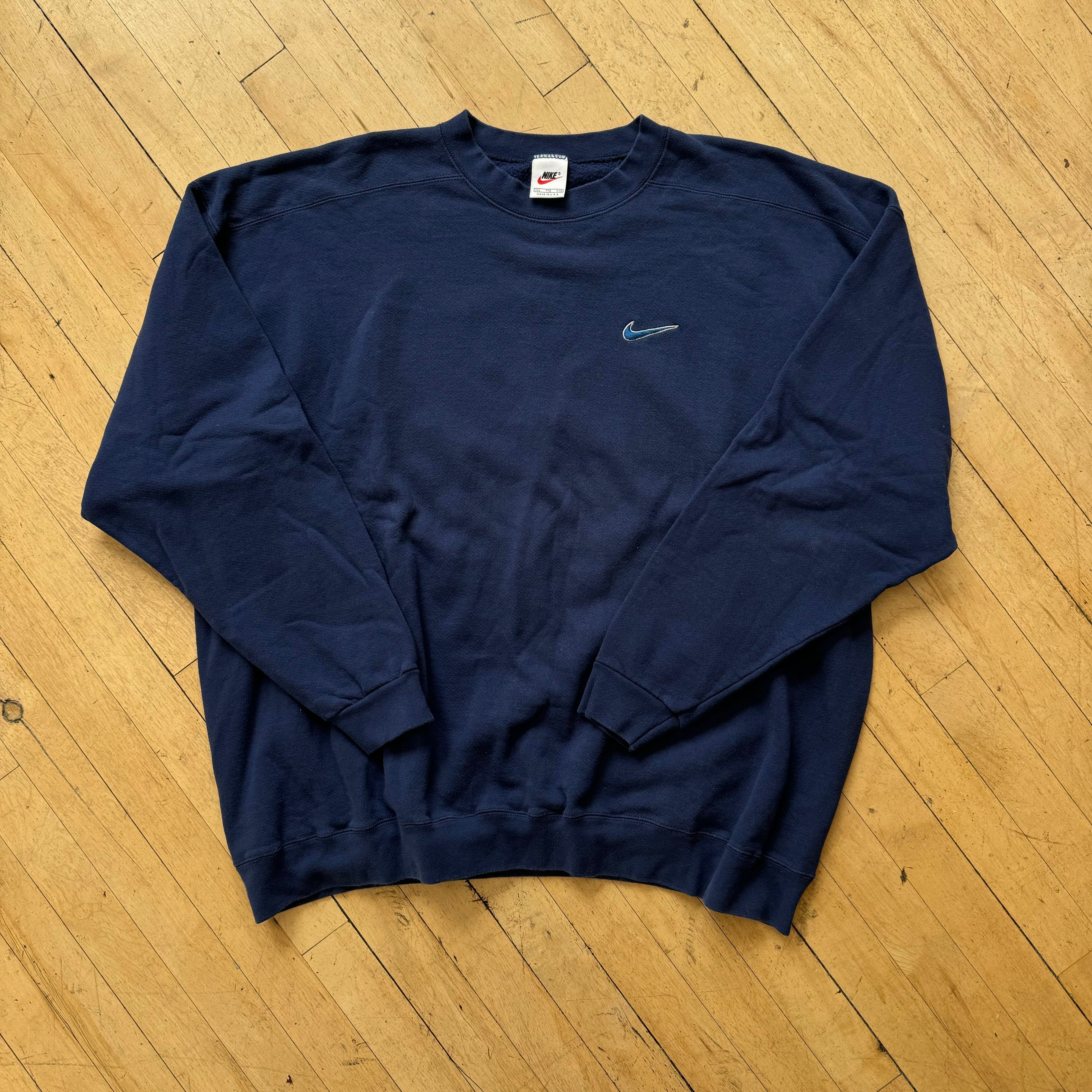 Vintage Navy Nike Simple Swoosh Crewneck Sz XXL