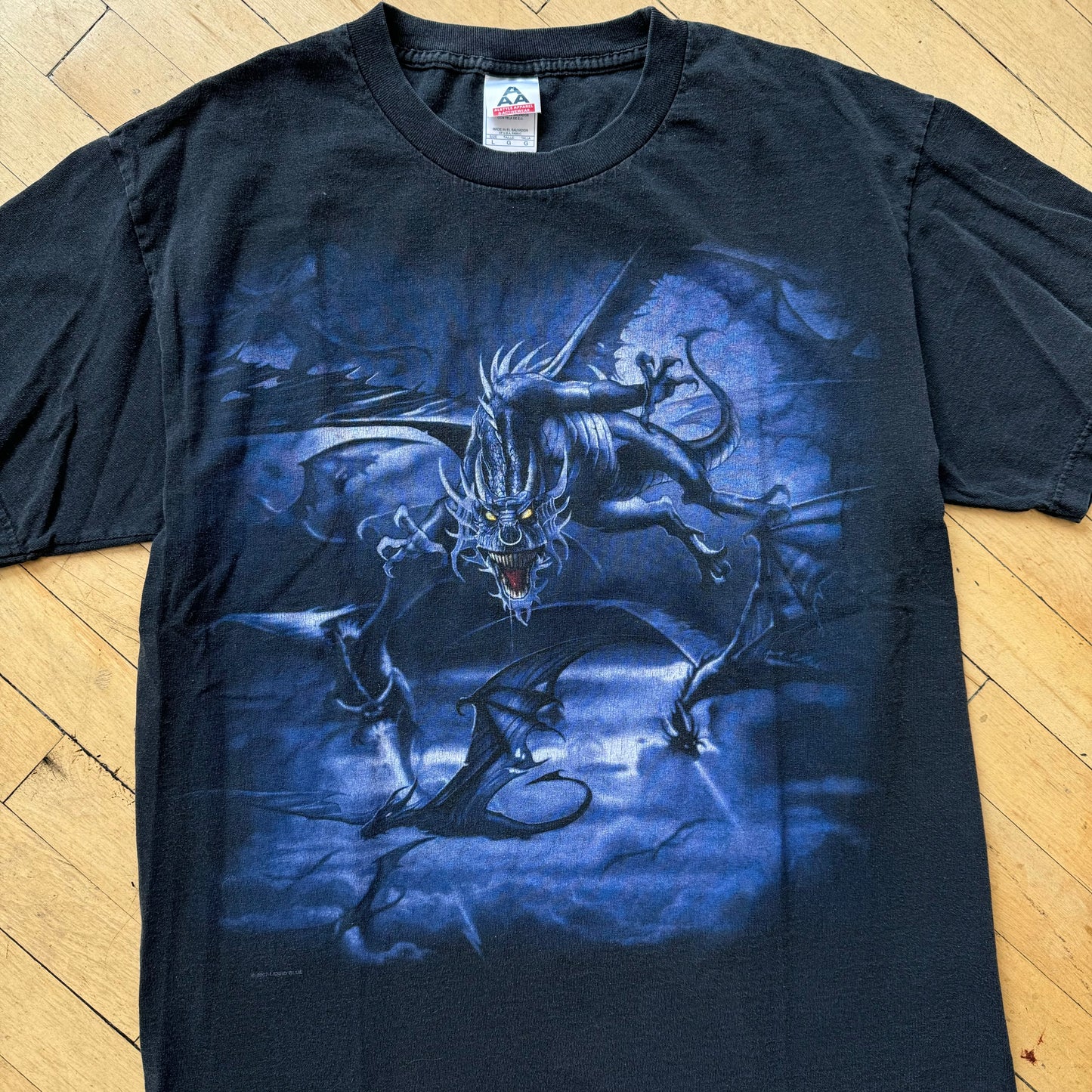 Vintage Liquid Blue Dragon T-shirt Sz L