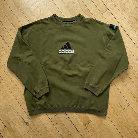 Vintage Olive Adidas Logo Crewneck Sz XL