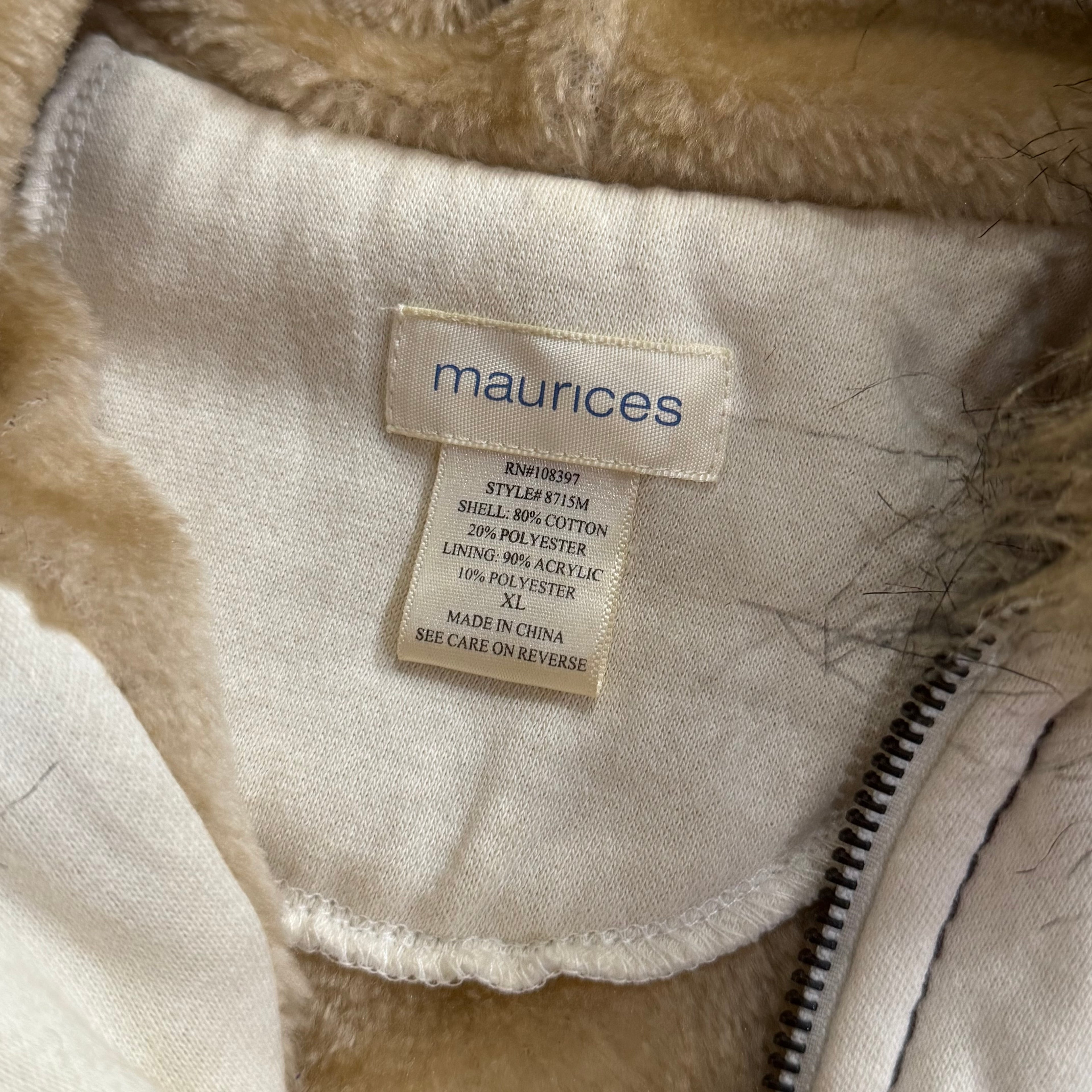 Vintage Maurices Fur Hoodie Jacket Sz XL