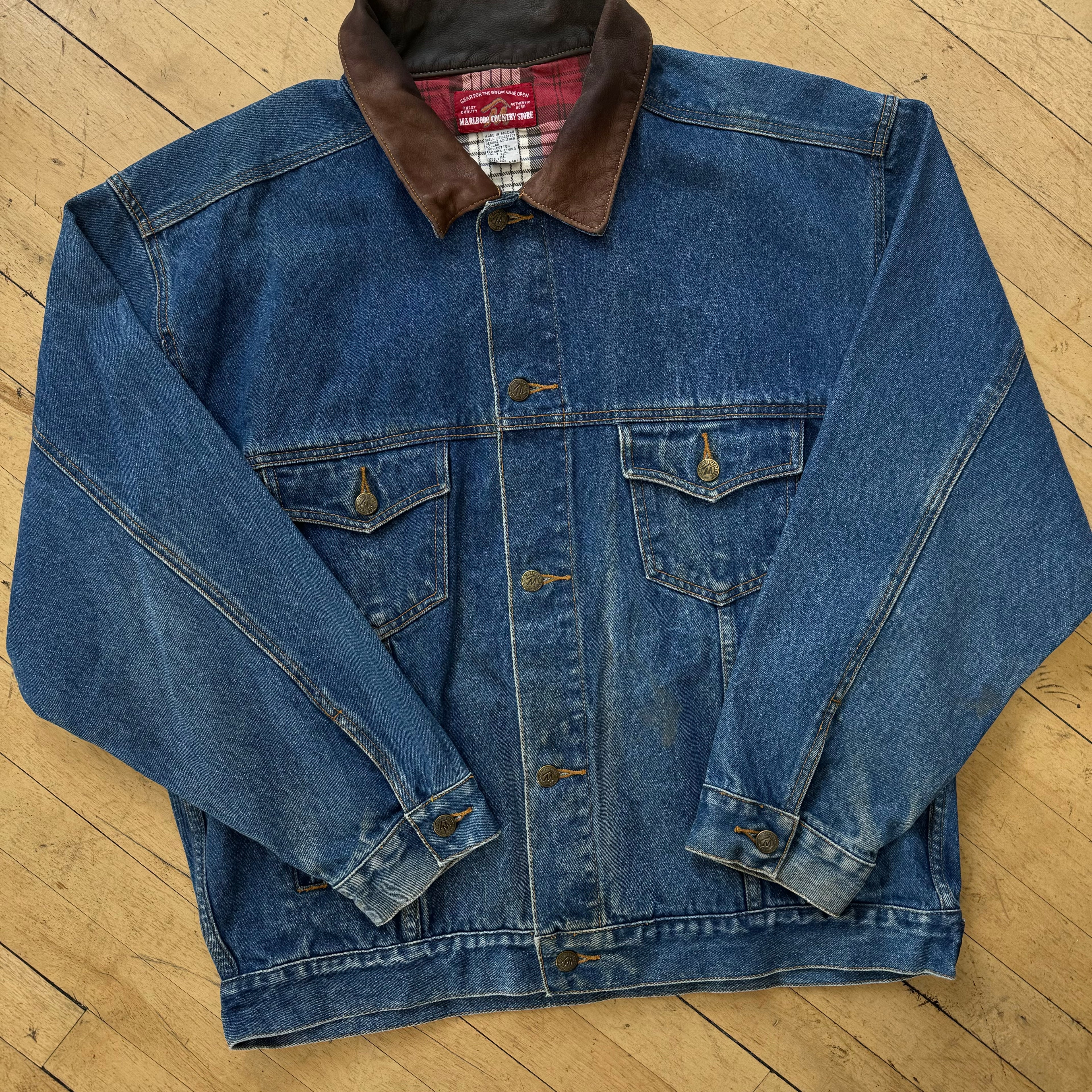Vintage Marlboro Country Denim Jean Jacket Sz XL