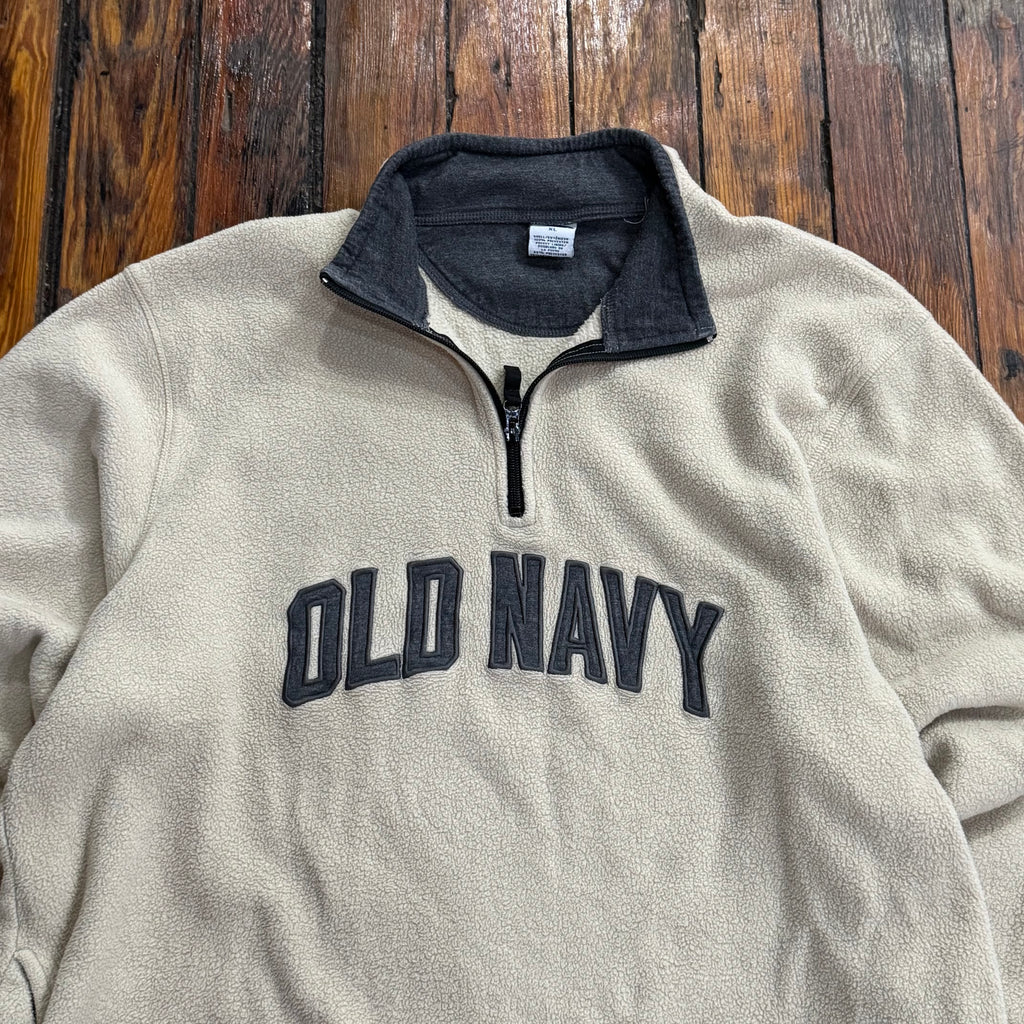 Y2K Old Navy SpellOut Quarter Zip Fleece Sz XL