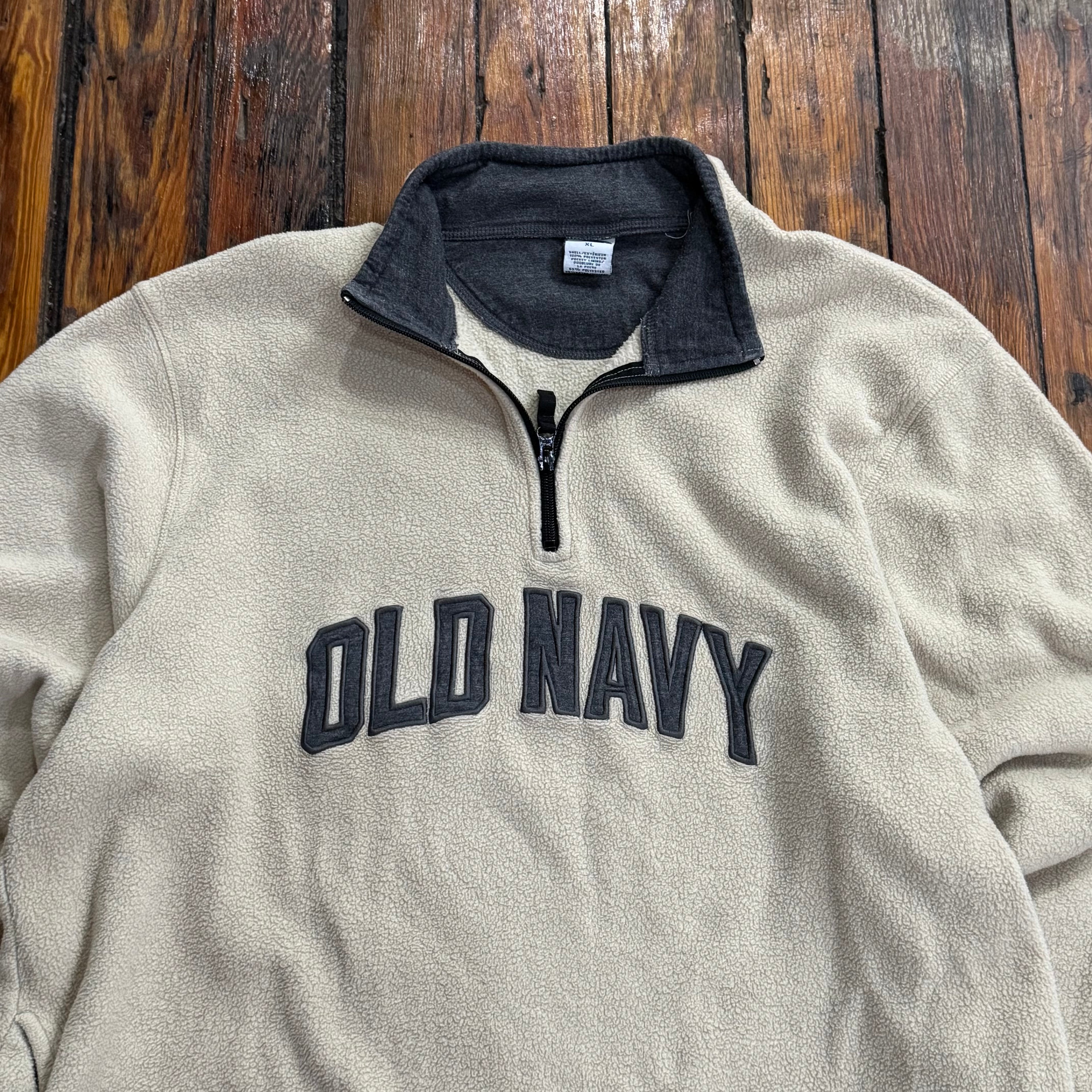Y2K Old Navy SpellOut Quarter Zip Fleece Sz XL